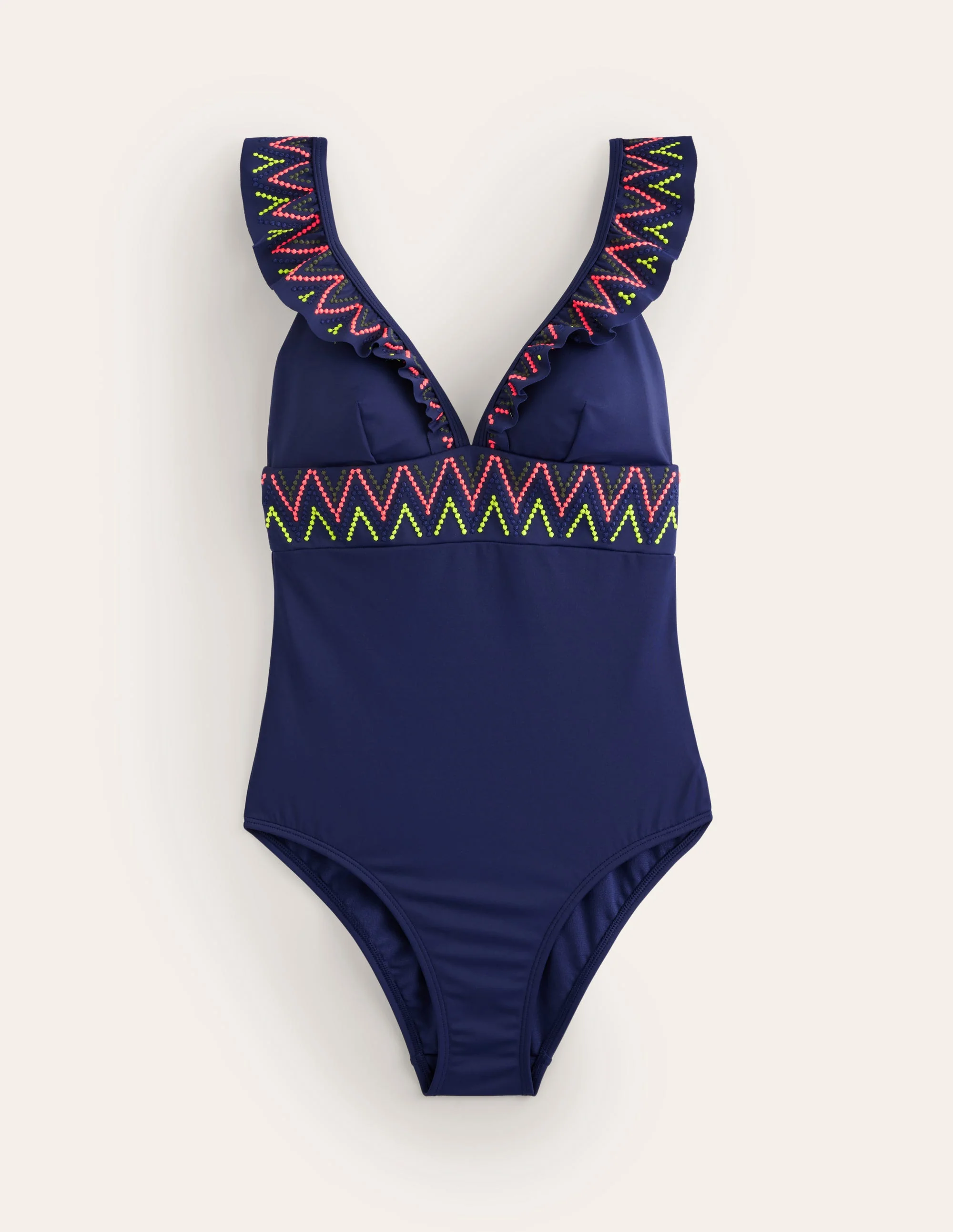 Bestickter Badeanzug mit Rüschen-Aqua Marine Marl - Image 5