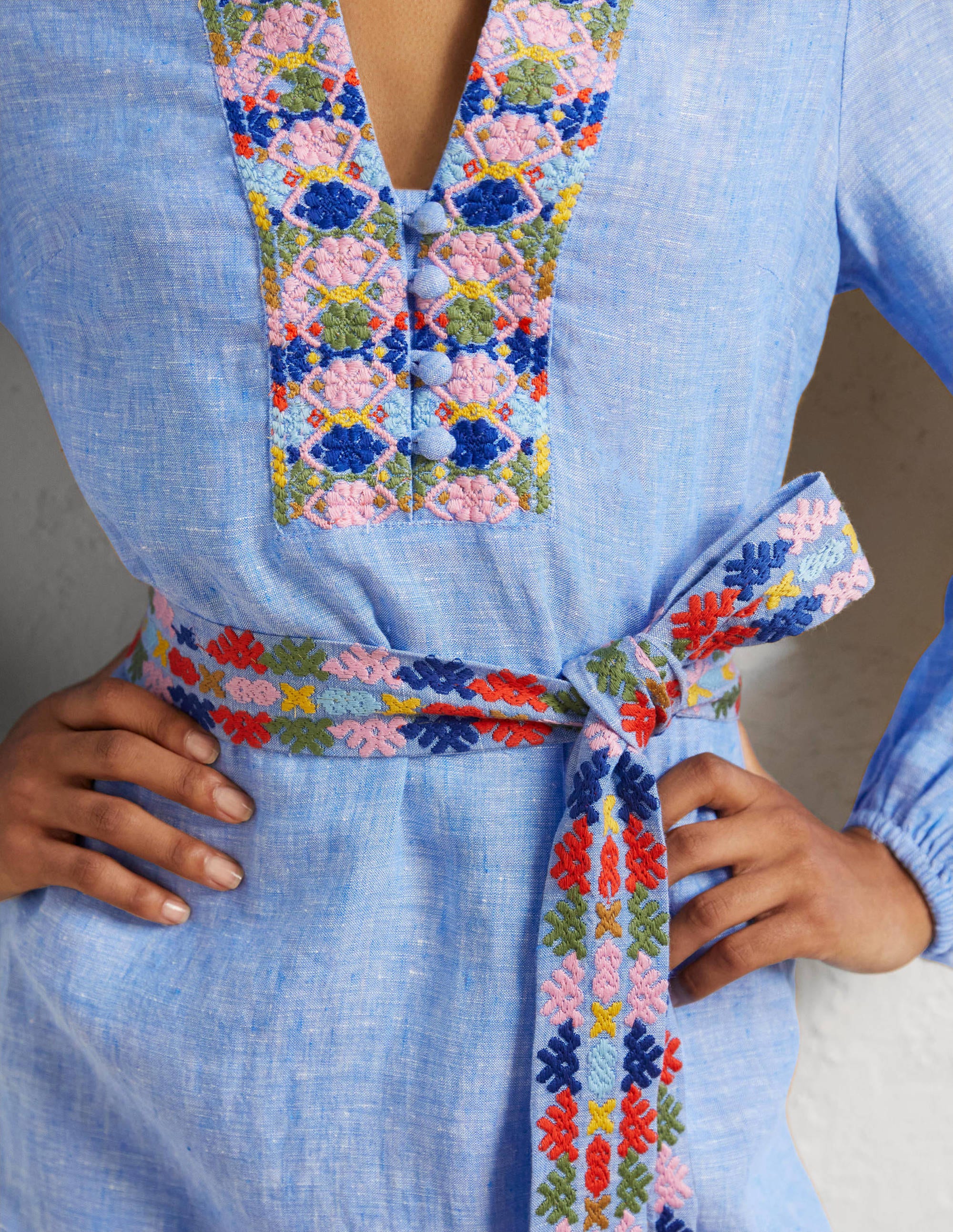 Bestickter Midi-Kaftan-Faux-Uni - Image 2