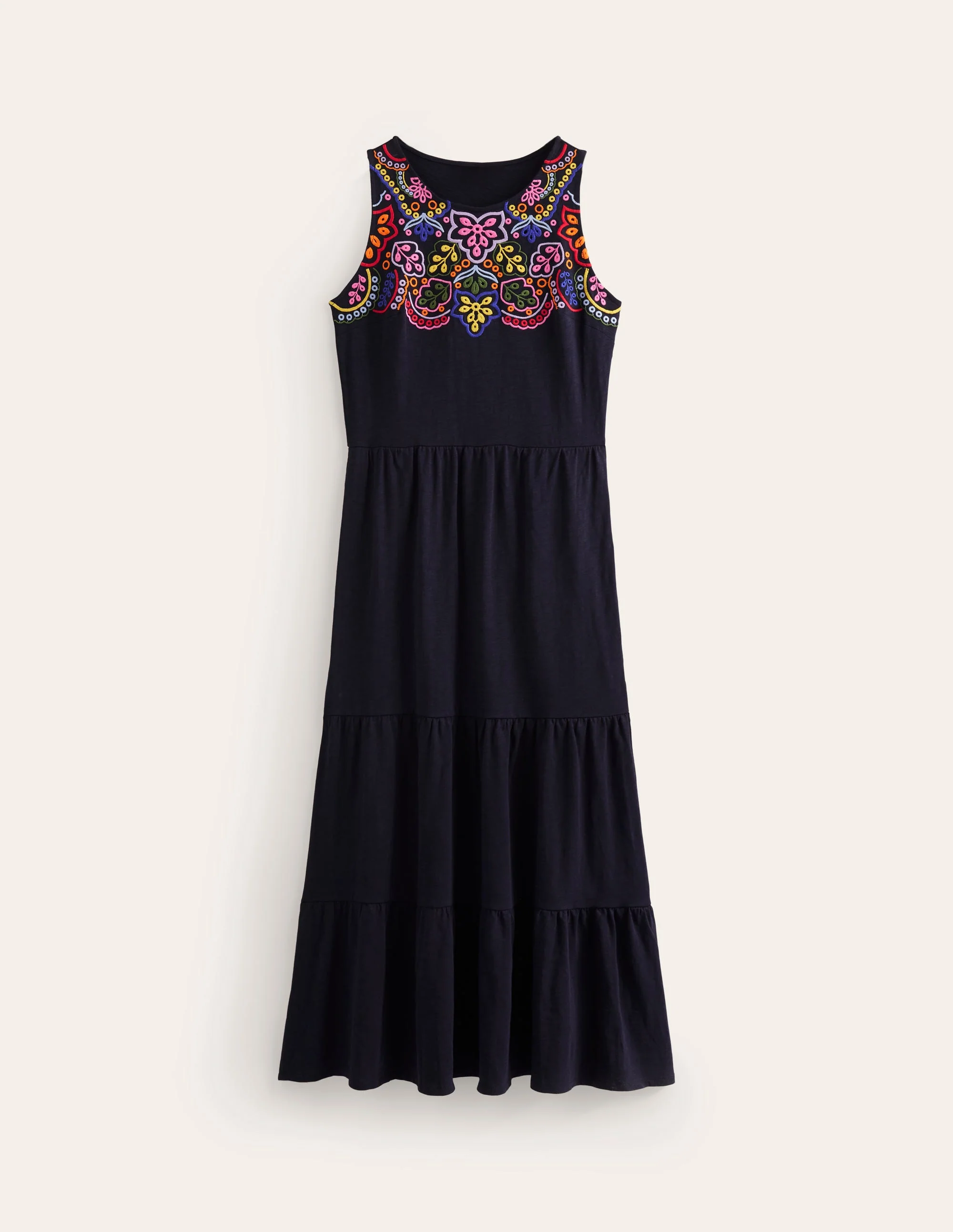 Besticktes Jersey-Midikleid-Aqua Marine Marl - Image 5