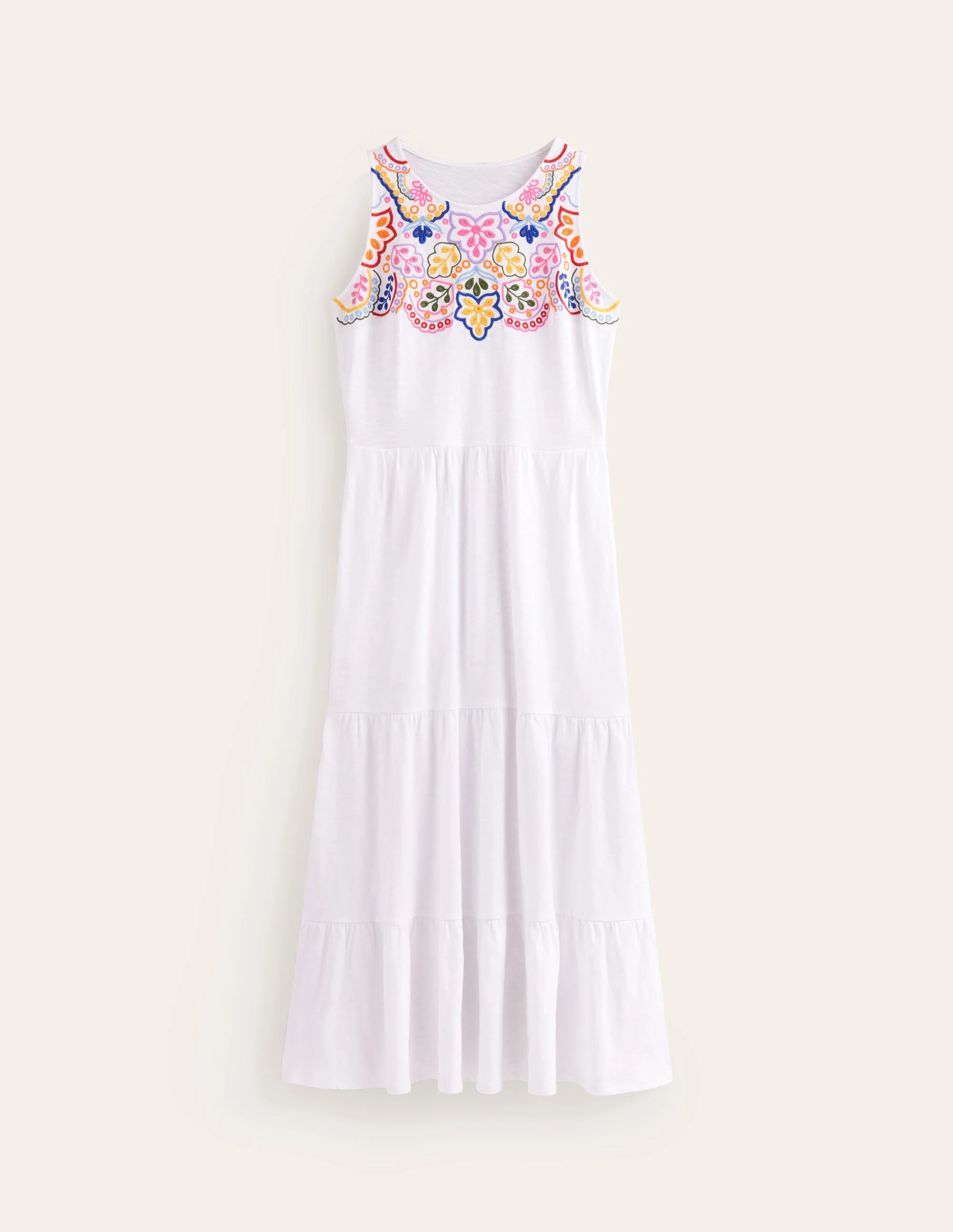 Besticktes Jersey-Midikleid-Weiß - Image 6