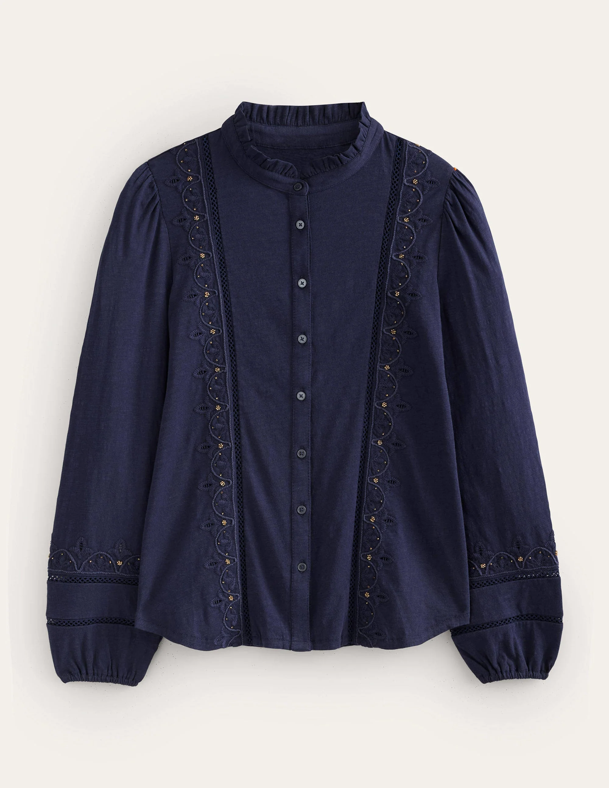 Besticktes Jerseyhemd-Marineblau - Image 5