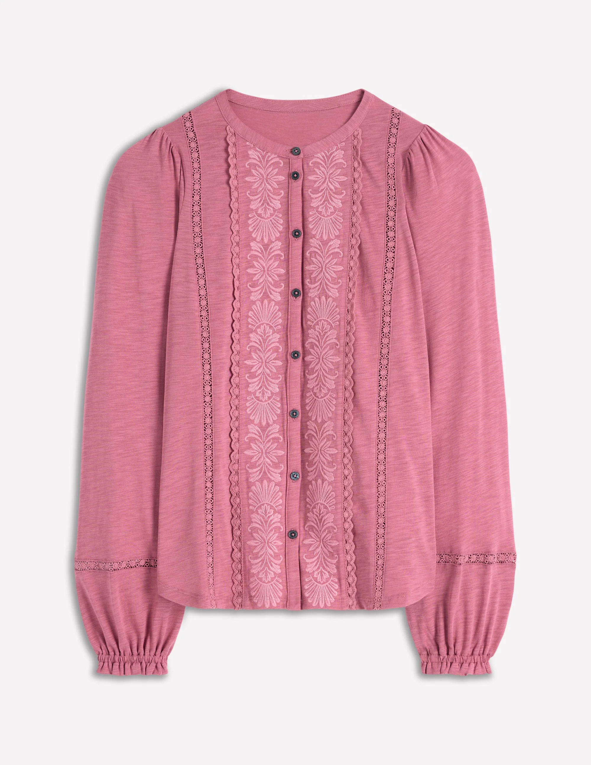 Besticktes Jerseyhemd-Rosa Heide - Image 5