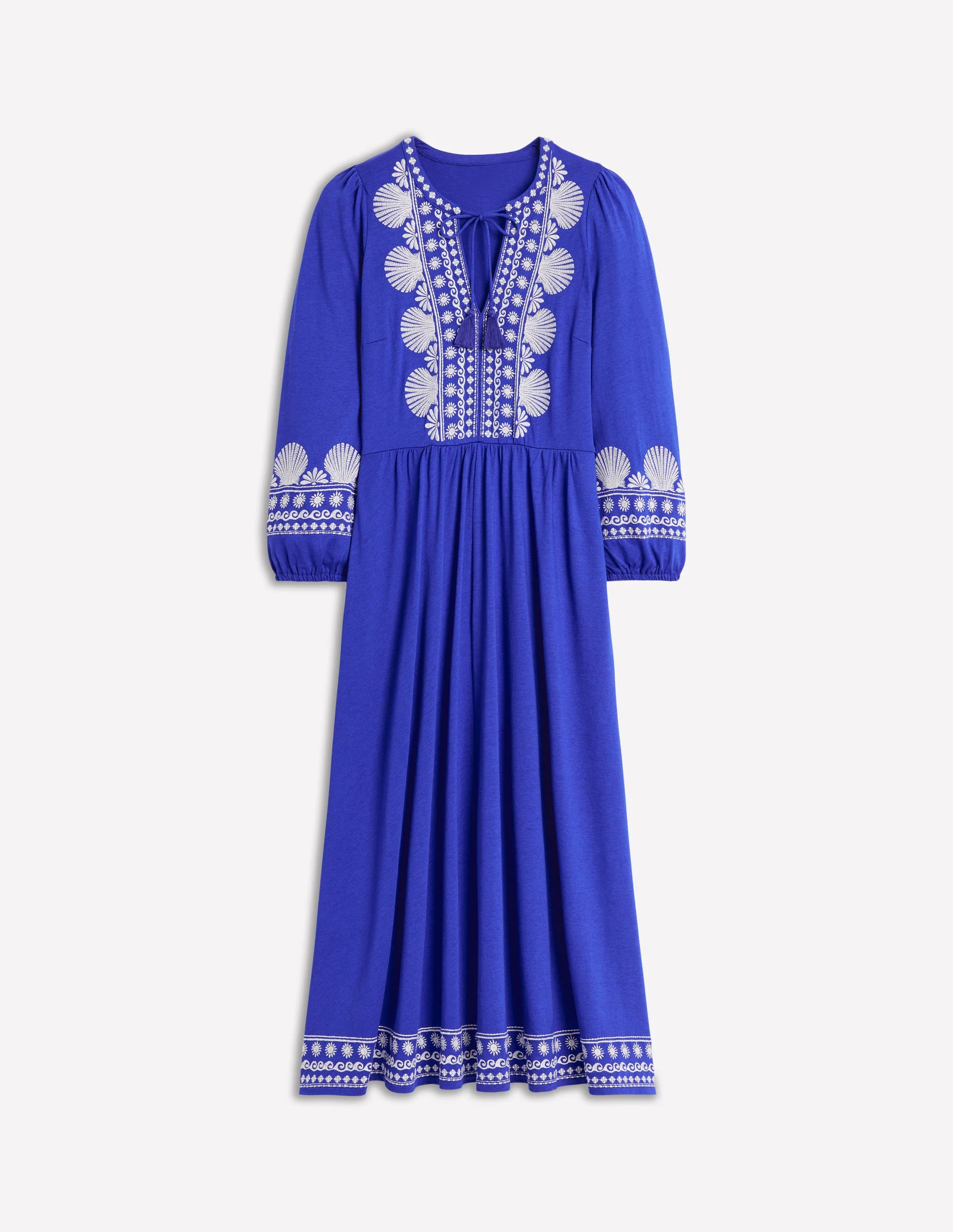 Besticktes Kleid mit gekerbtem Ausschnitt-Surf The Web, Naturweiß - Image 5