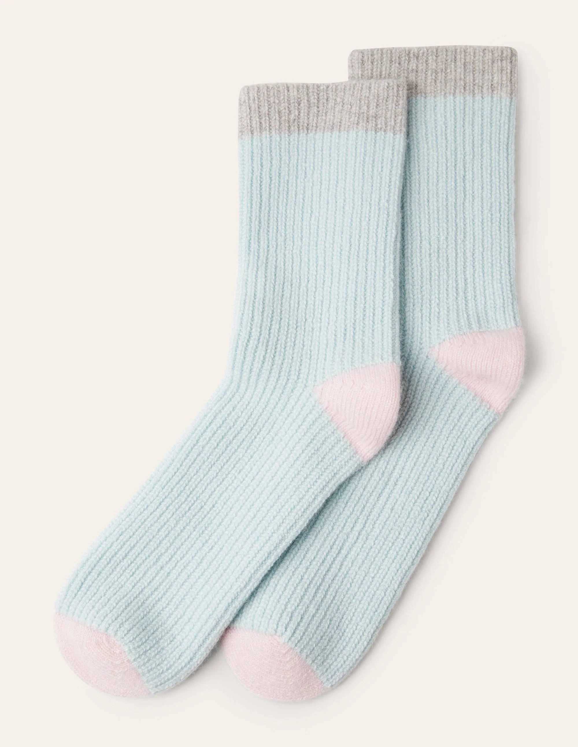 Bettsocken aus Kaschmir-Seeblau/Grau/Milchshake - Image 3