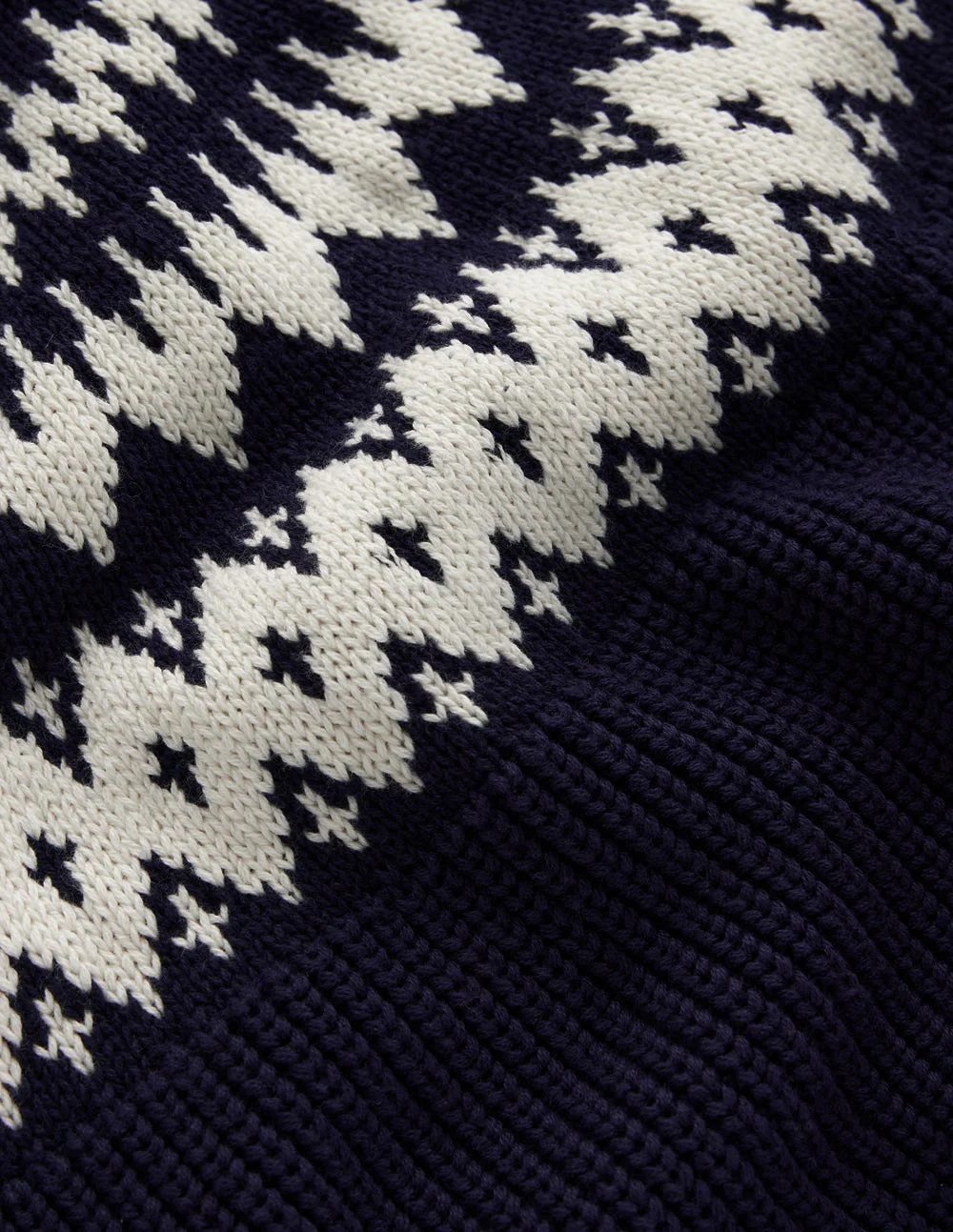 Bianca Hochgeschlossener Baumwollpullover-Navy mit Fair Isle - Image 8