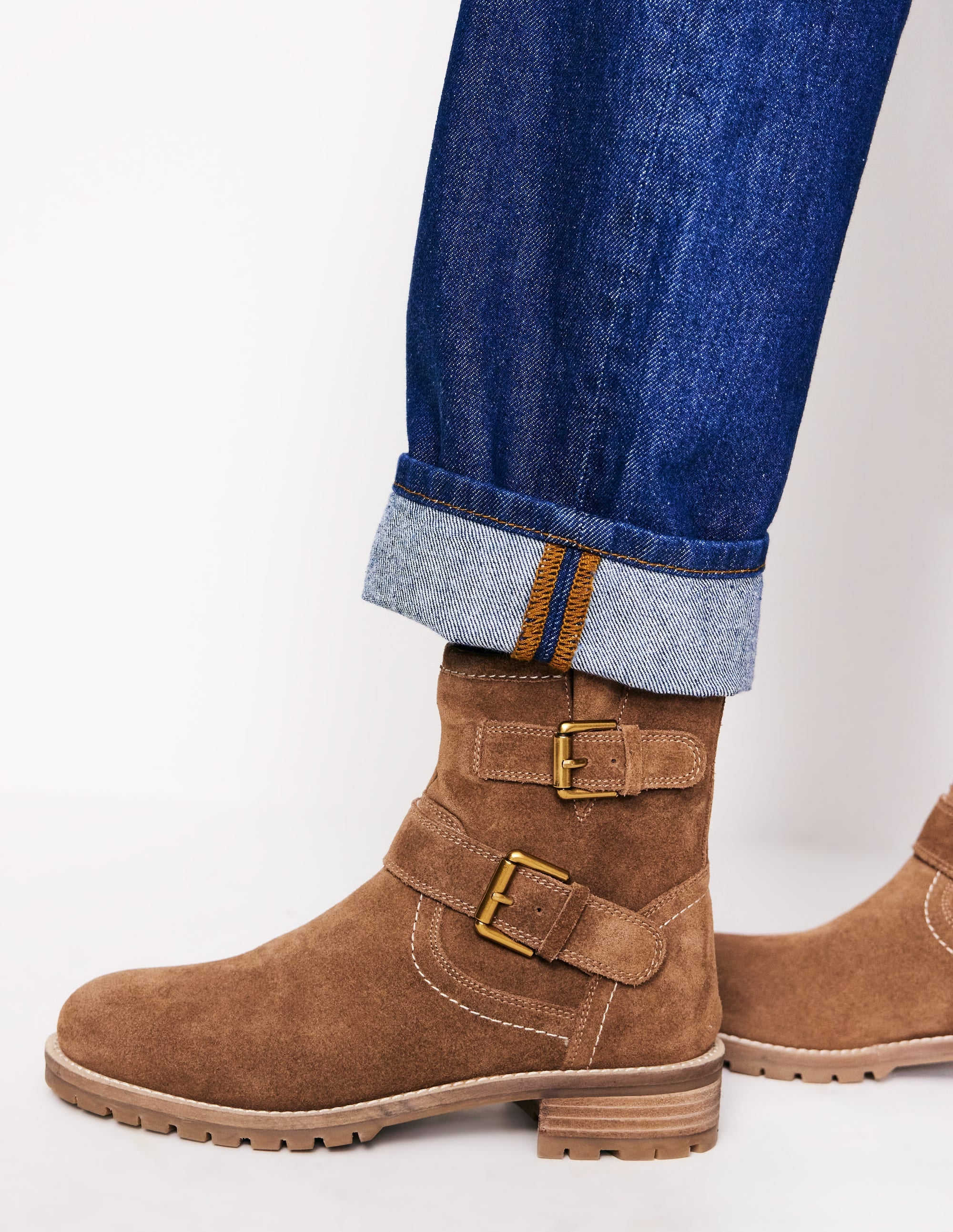 Bikerstiefel mit Schnallen-Hellbraun
