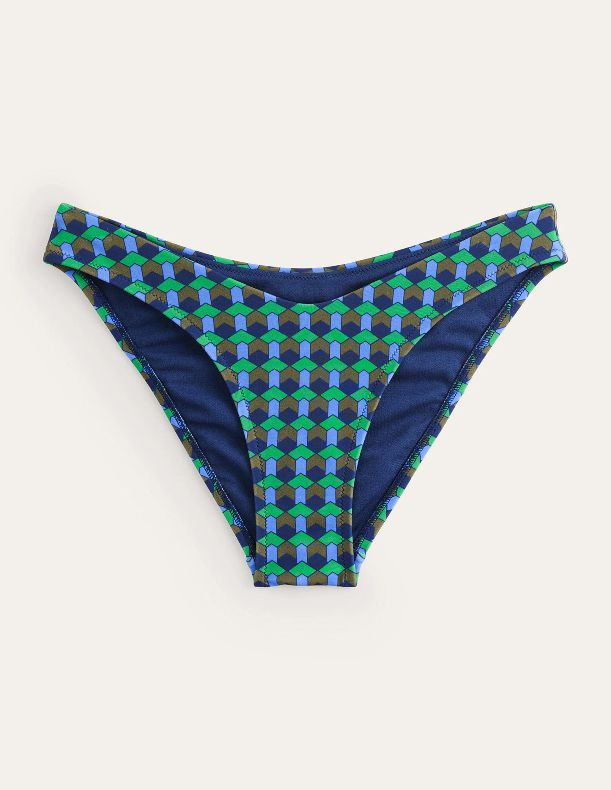 Bikinihose mit geschwungenem Taillenbund-Hellgrün, Bunt Geo - Image 5