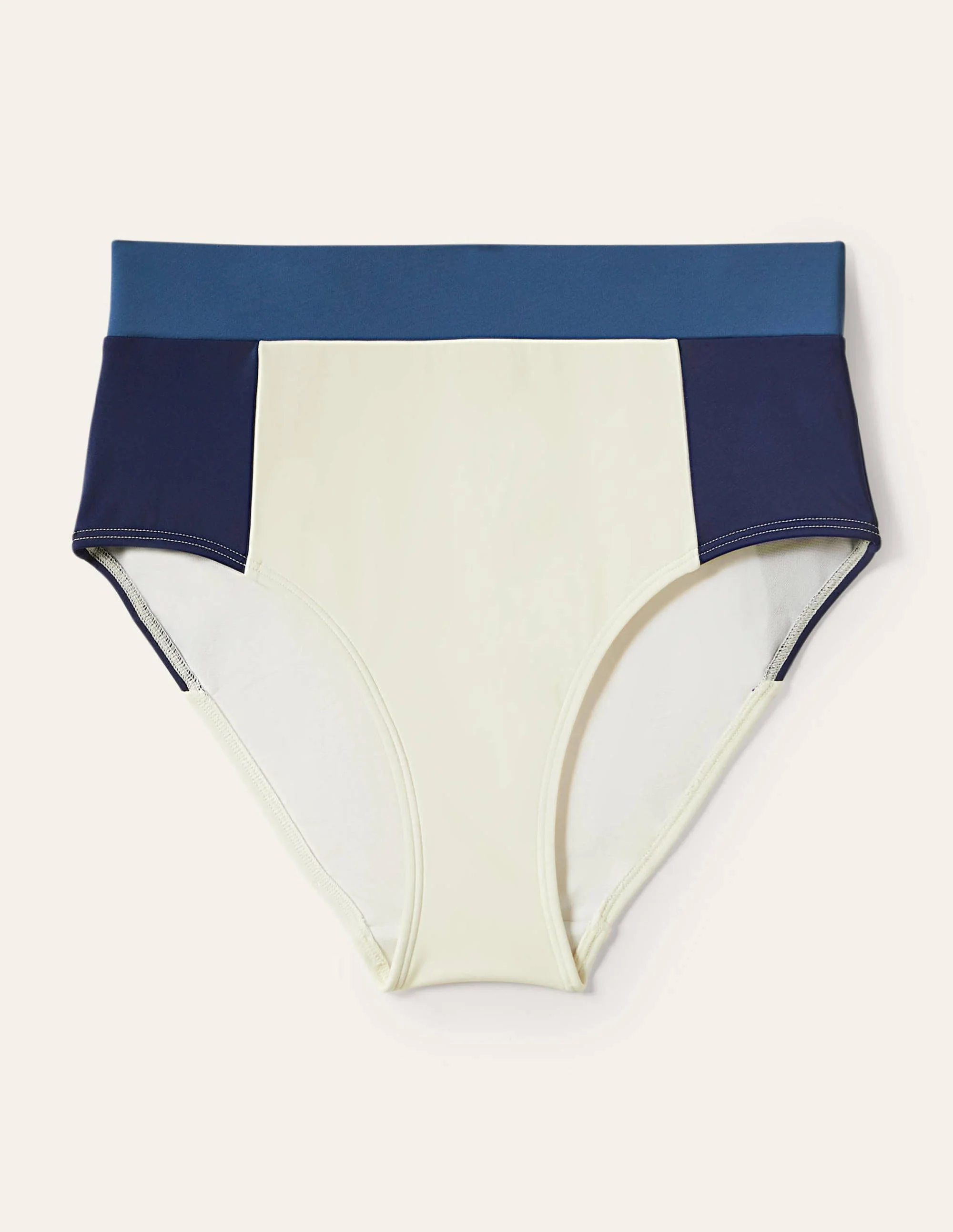 Bikinihose mit hohem Bund-Naturweiß, Blockfarben - Image 5