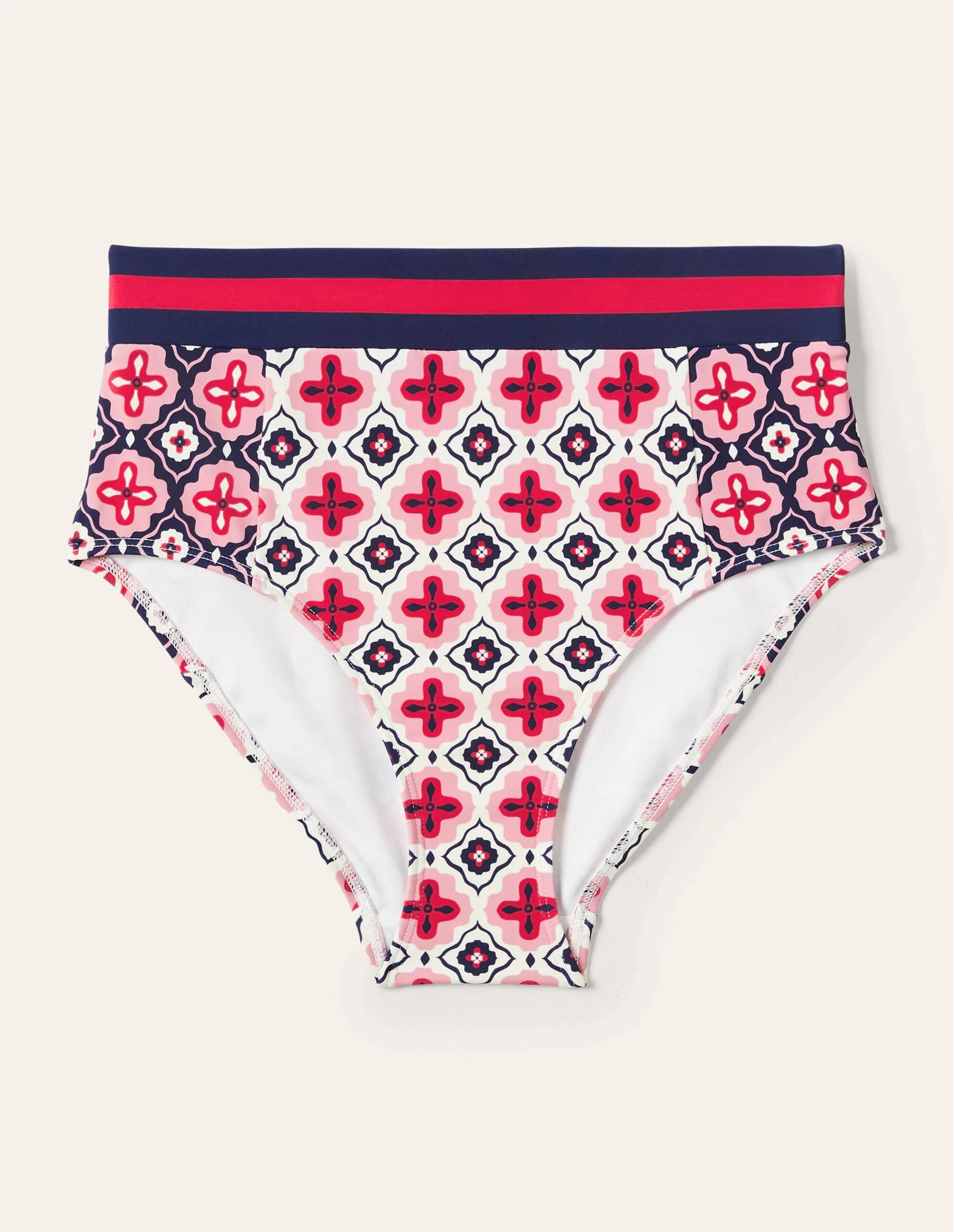Bikinihose mit hohem Bund-Naturweiß, Marokkanischer Diamant - Image 6