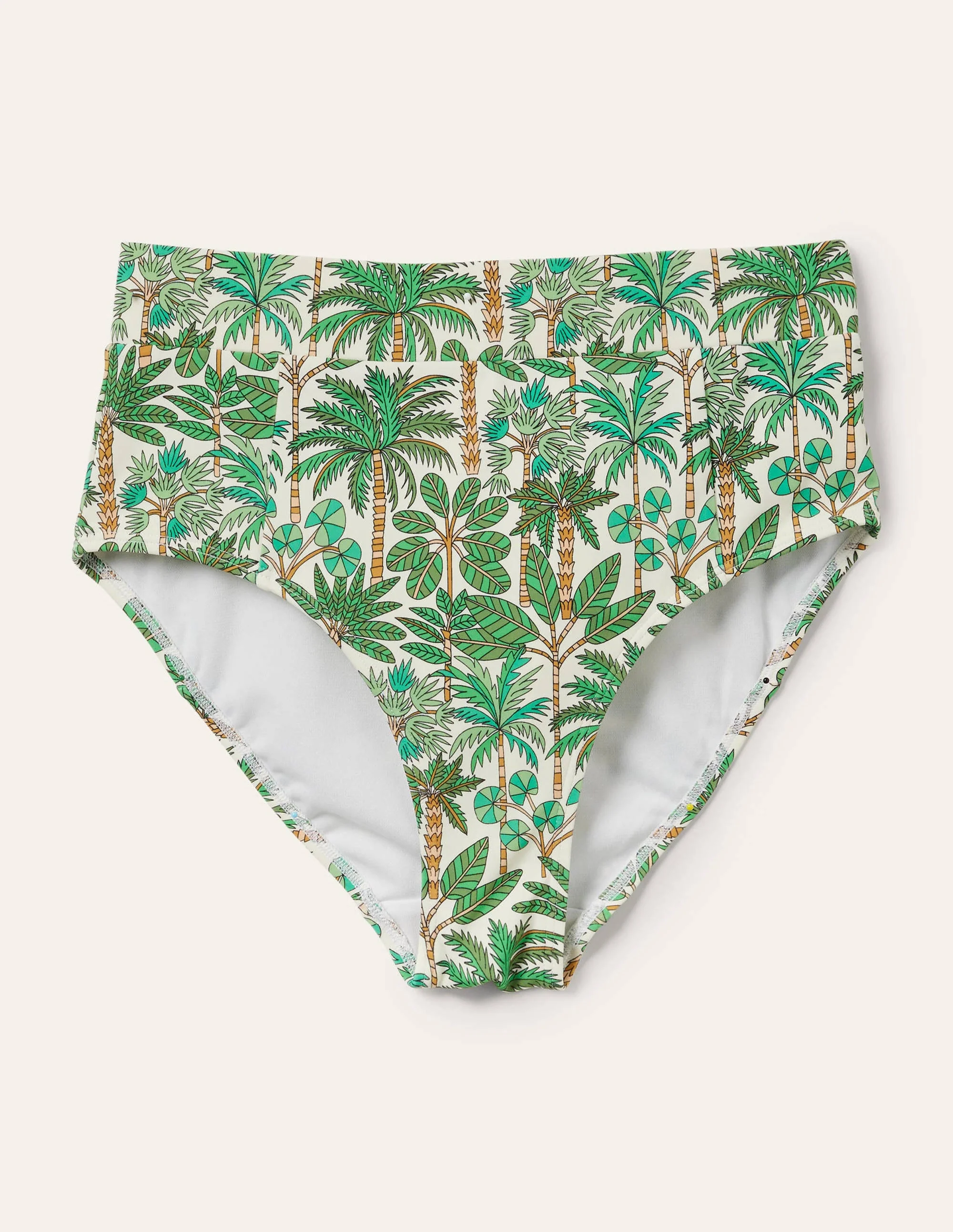 Bikinihose mit hohem Bund-Naturweiß, Palmenwald - Image 5