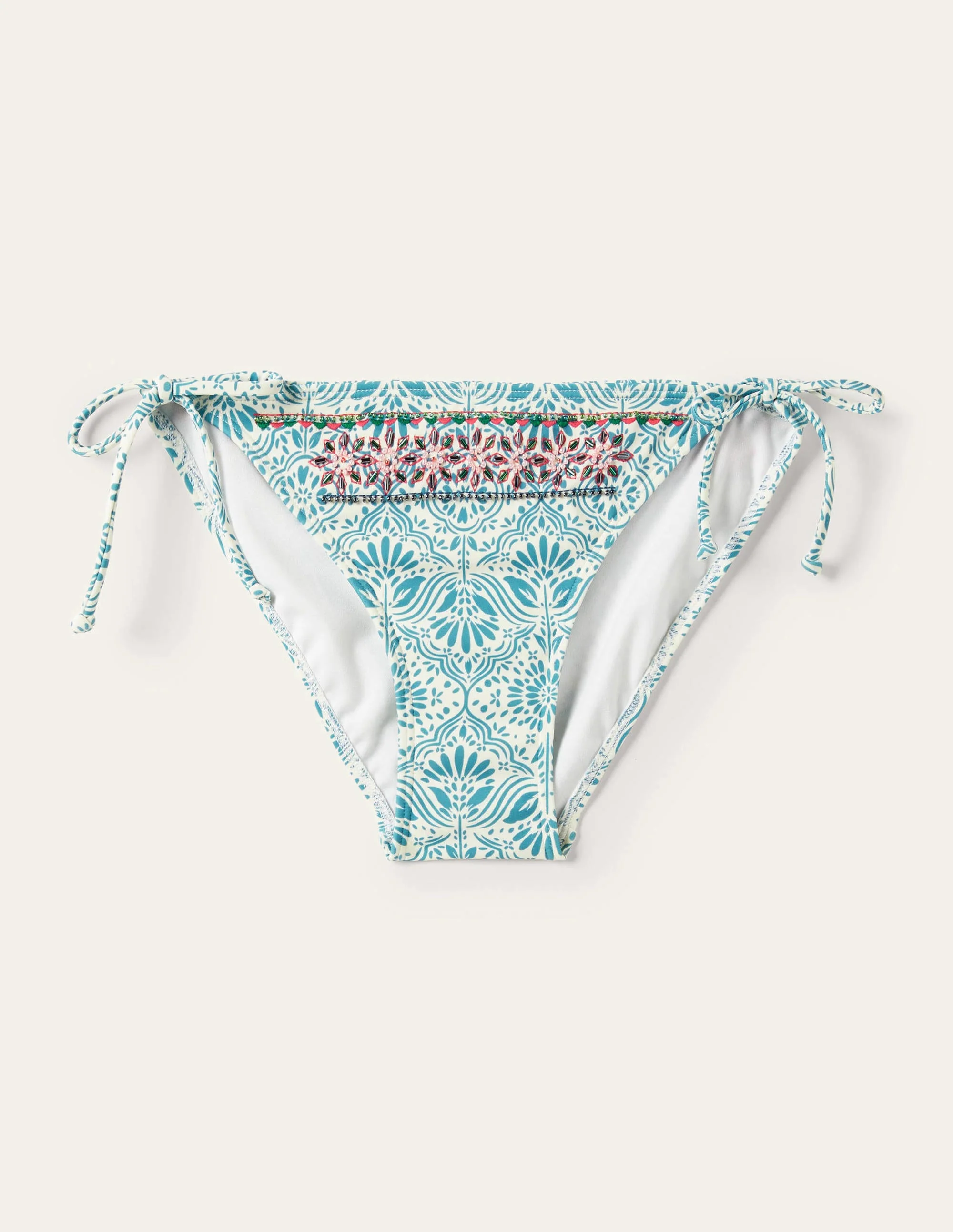 Bikinihose mit Perlenverzierung-Ritterspornblau, Orientalisches Diamantmuster - Image 5