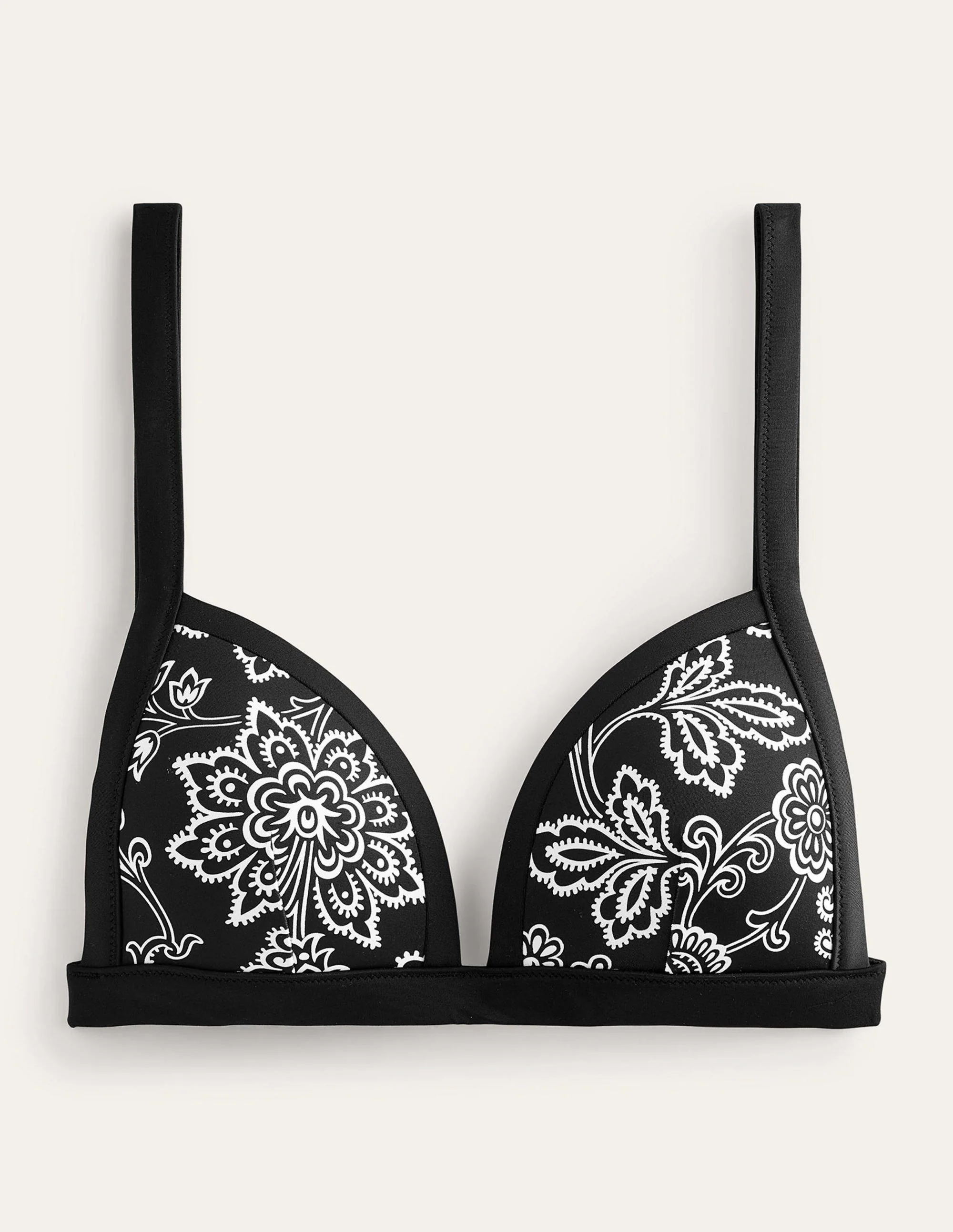Bikinioberteil mit Einsätzen-Schwarz, Weiße Blumen - Image 5