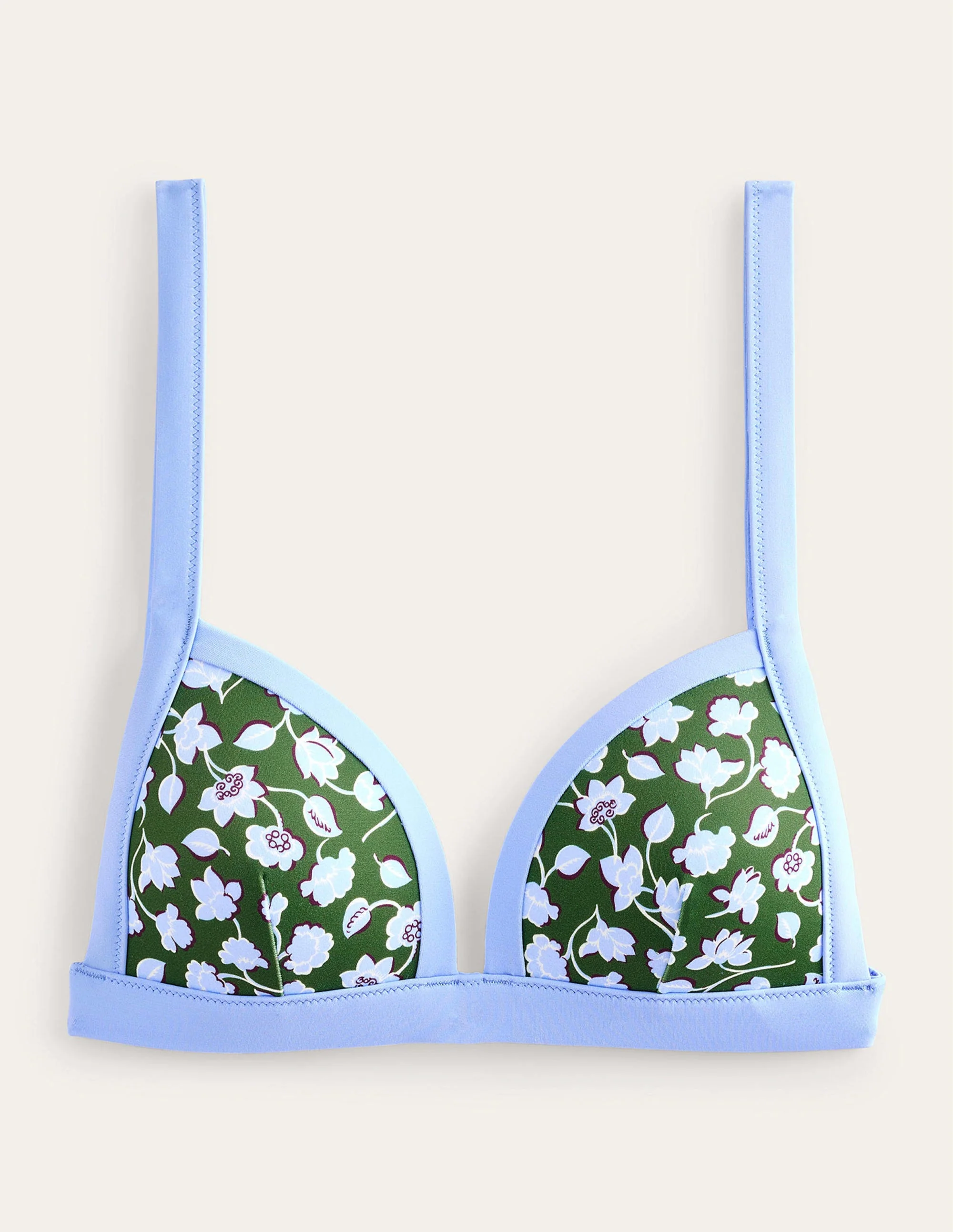 Bikinioberteil mit Einsätzen-Wintergrün, Blaue Blumen - Image 5