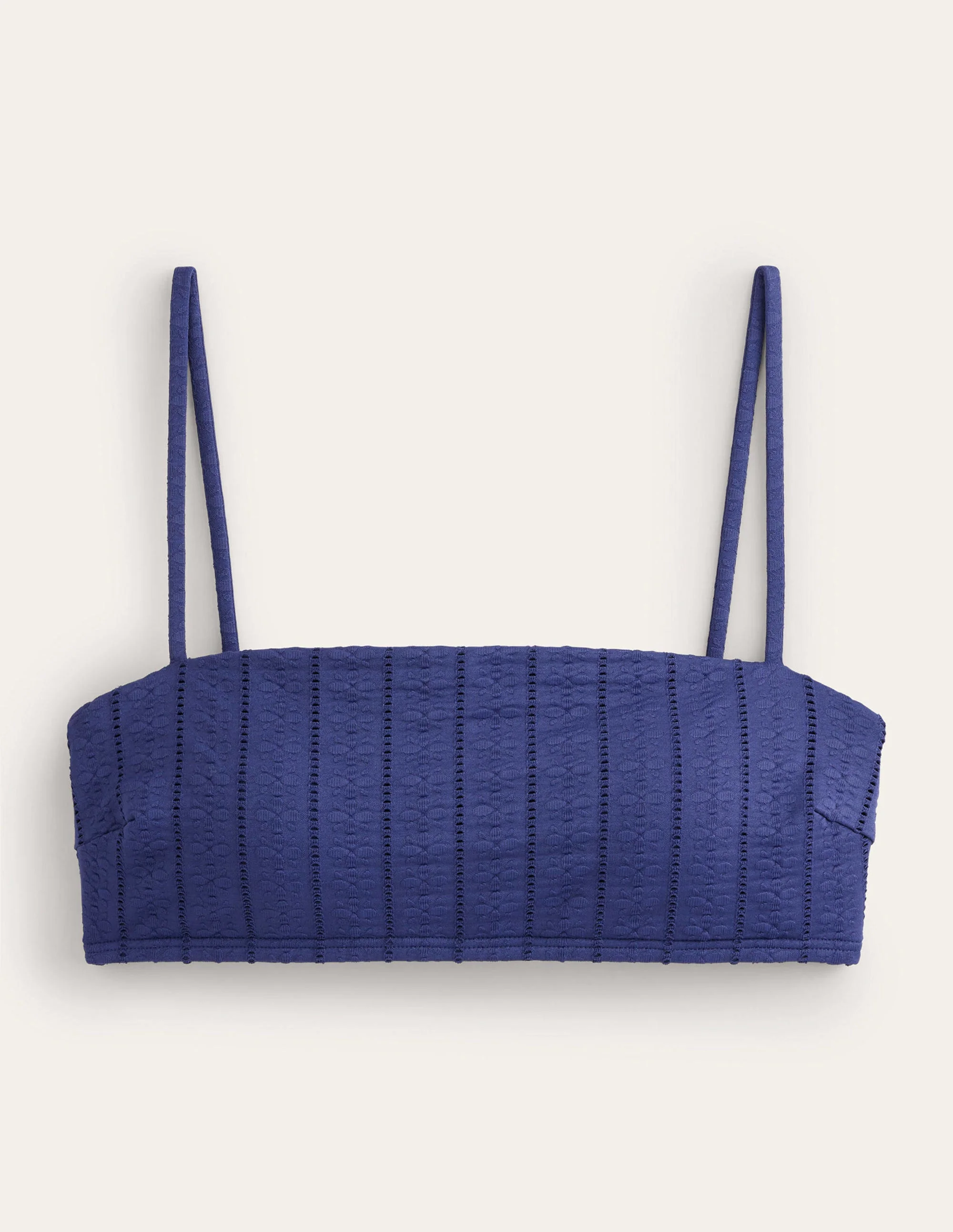 Bikinioberteil mit schmalen Trägern-Marineblau, Strukturiert - Image 5