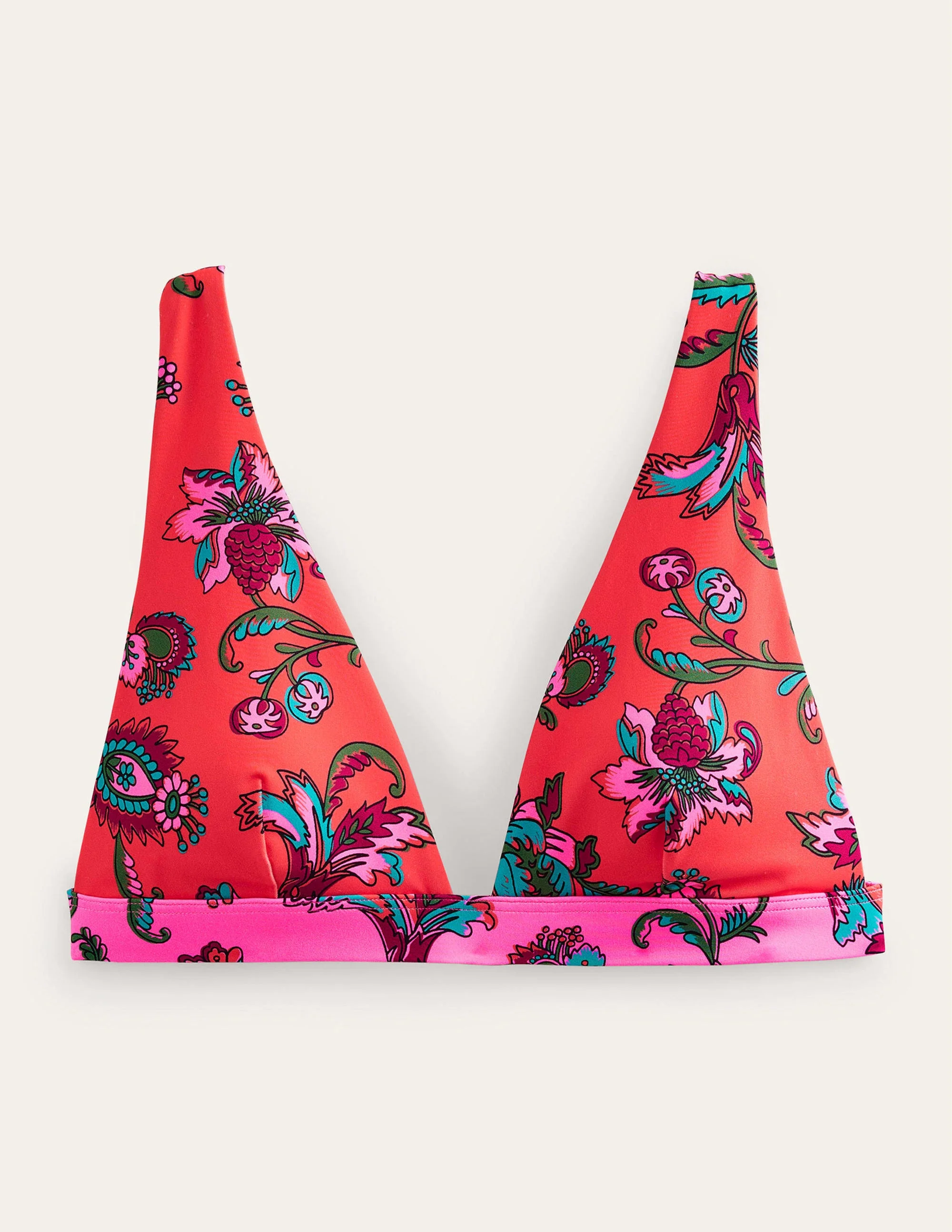 Bikinioberteil mit Unterbrustband-Herbstpink, Blumen - Image 4