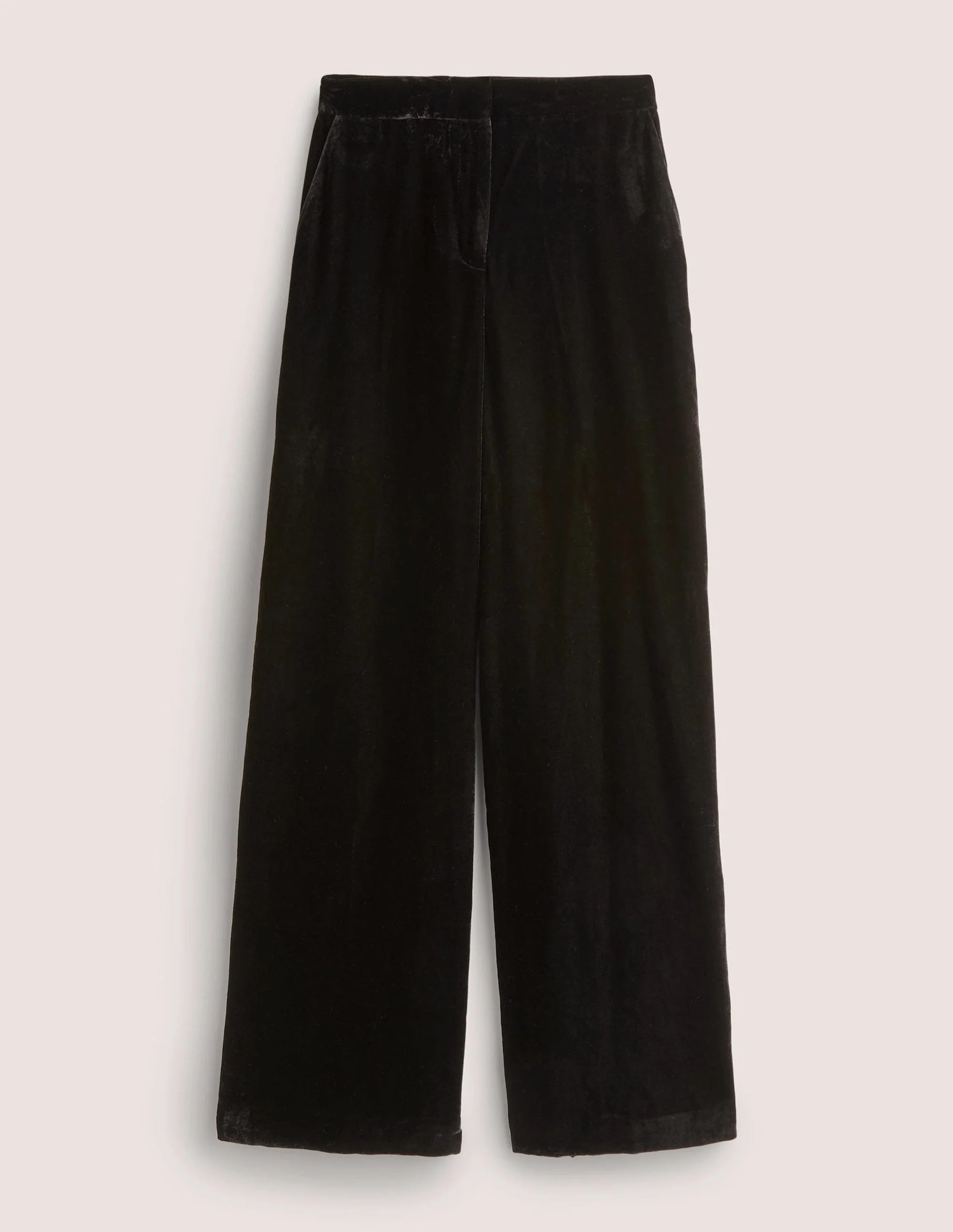 Black Velvet Wide-Leg Trousers-Schwarz, Samt - Image 5