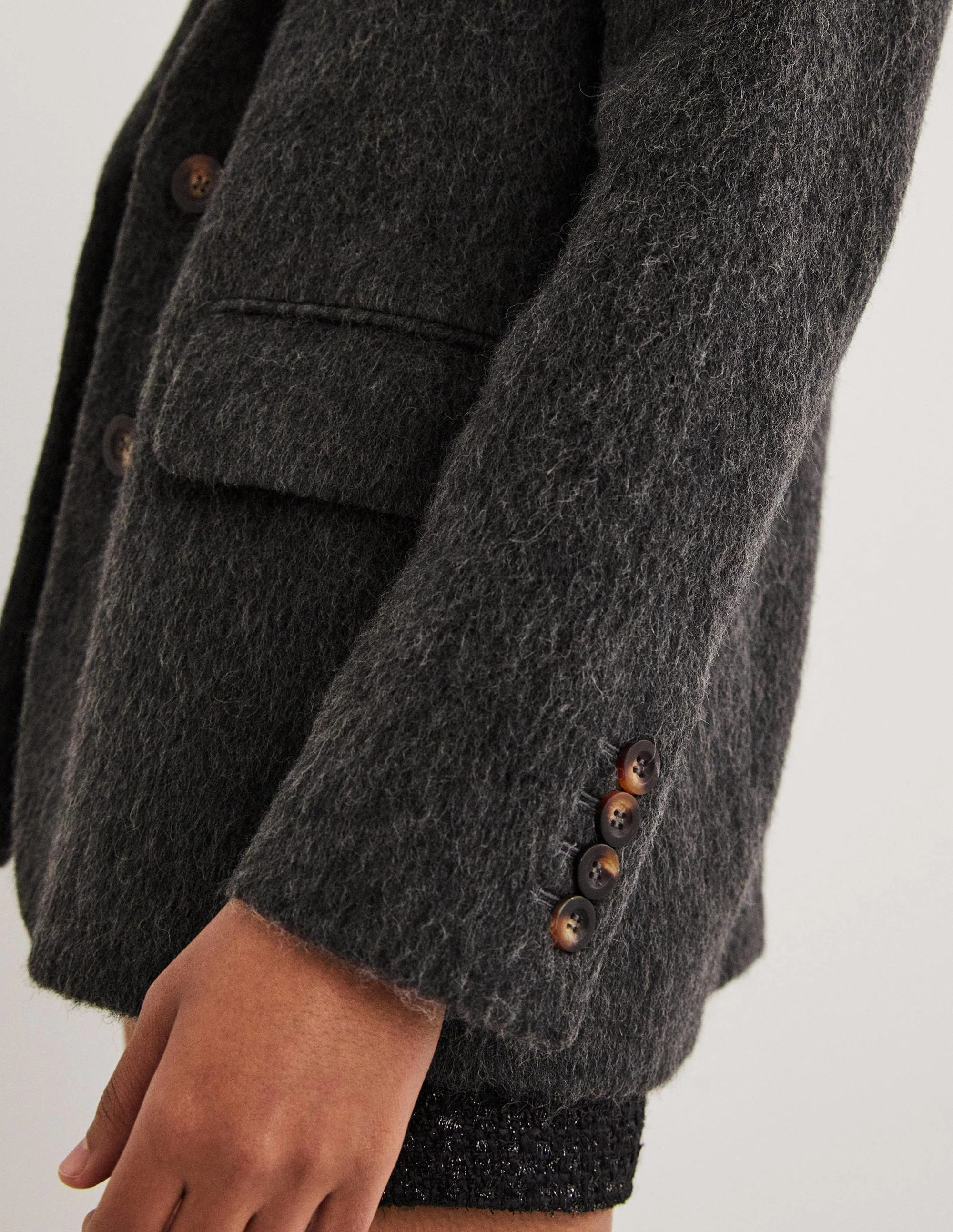 Blazer aus Wolle mit gezeichnetem Muster-Anthrazit - Image 2