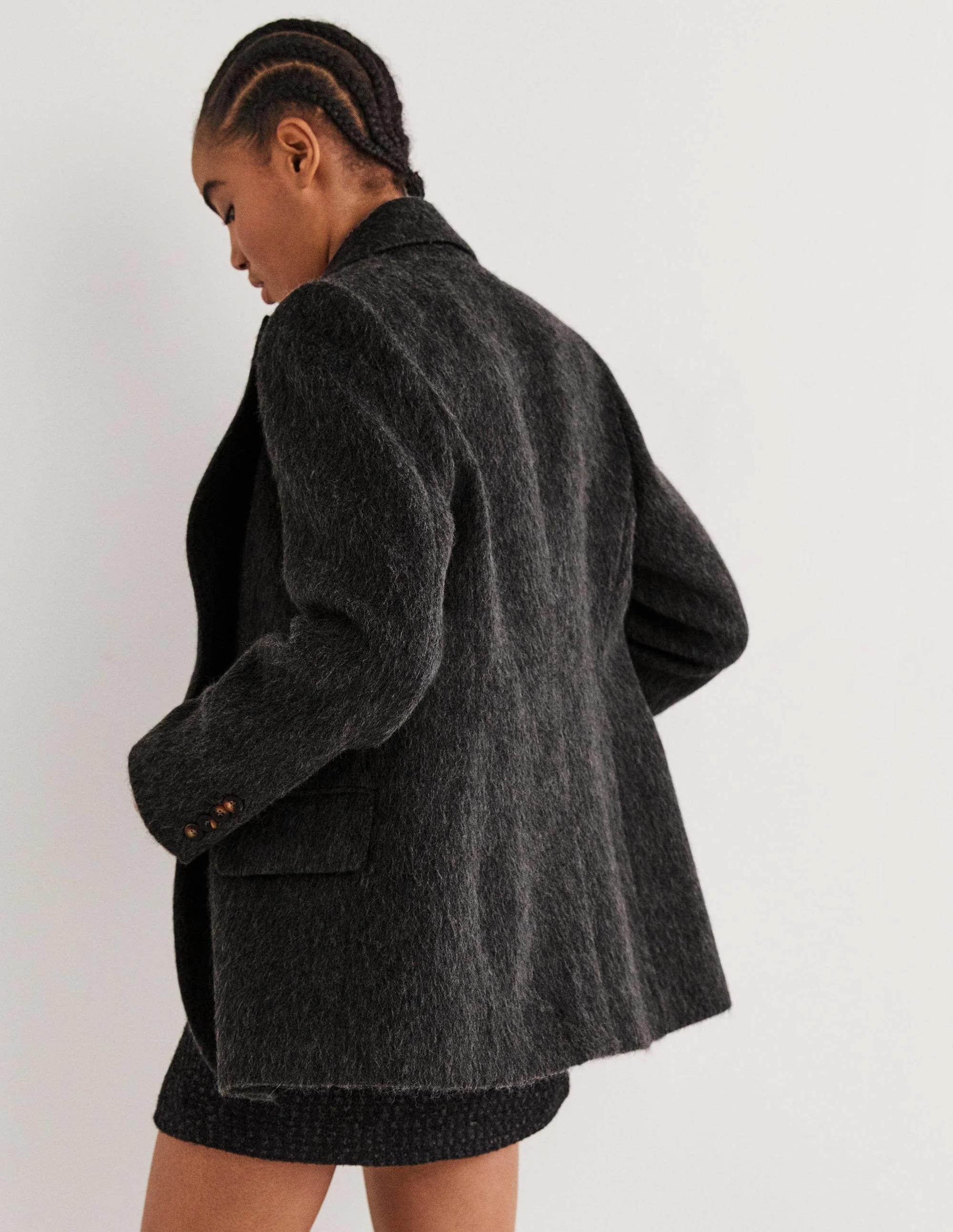 Blazer aus Wolle mit gezeichnetem Muster-Anthrazit - Image 3