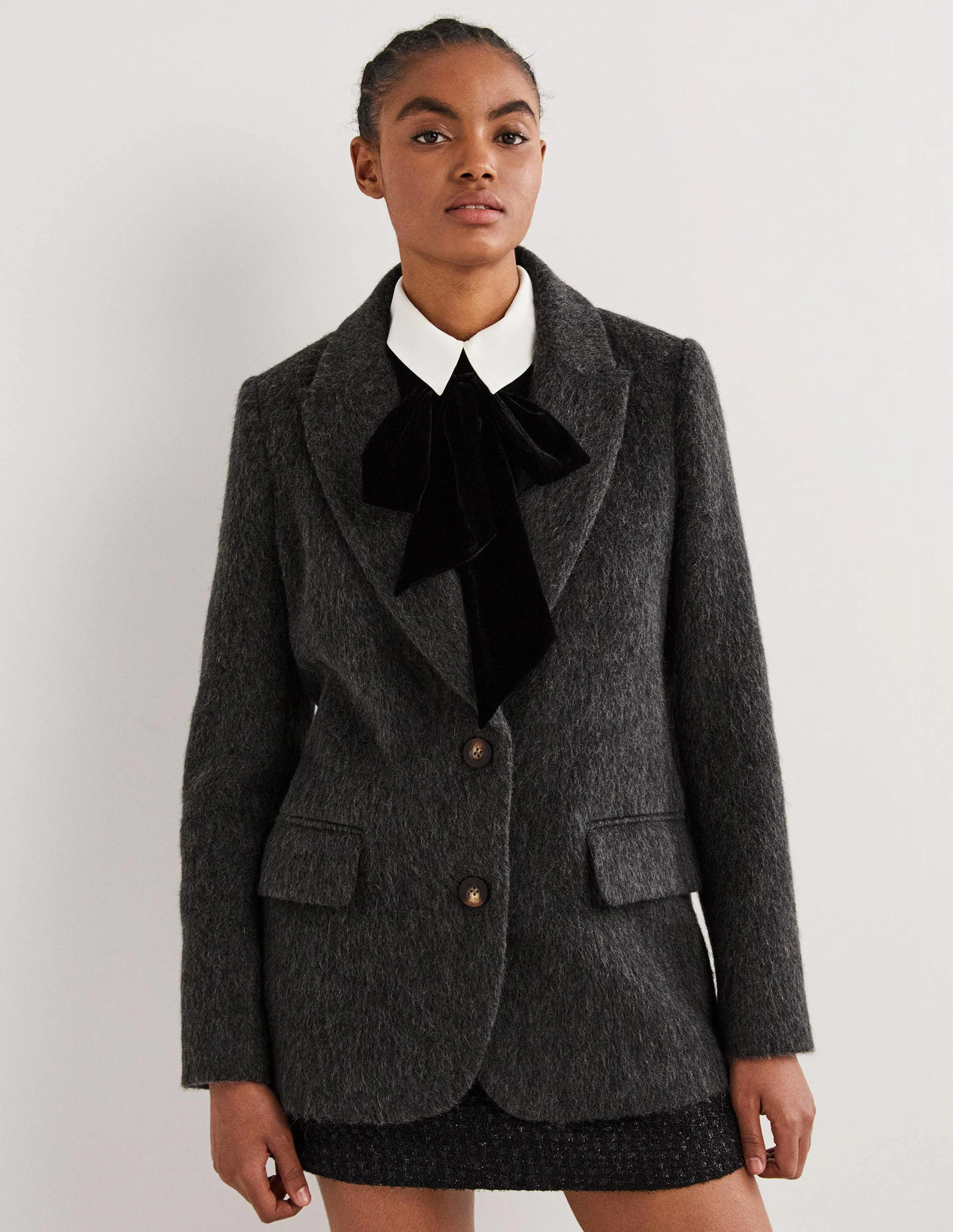 Blazer aus Wolle mit gezeichnetem Muster-Anthrazit - Image 5