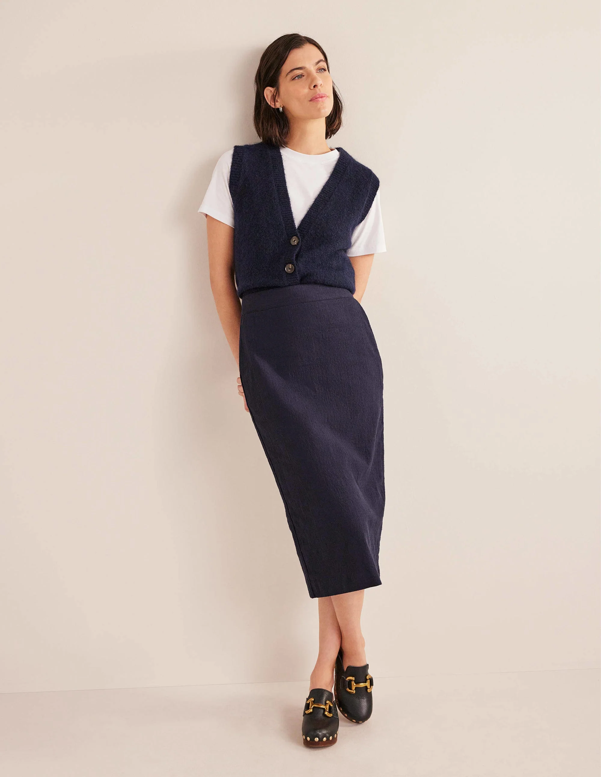 Bleistiftrock mit Bi-Stretch-Marineblau