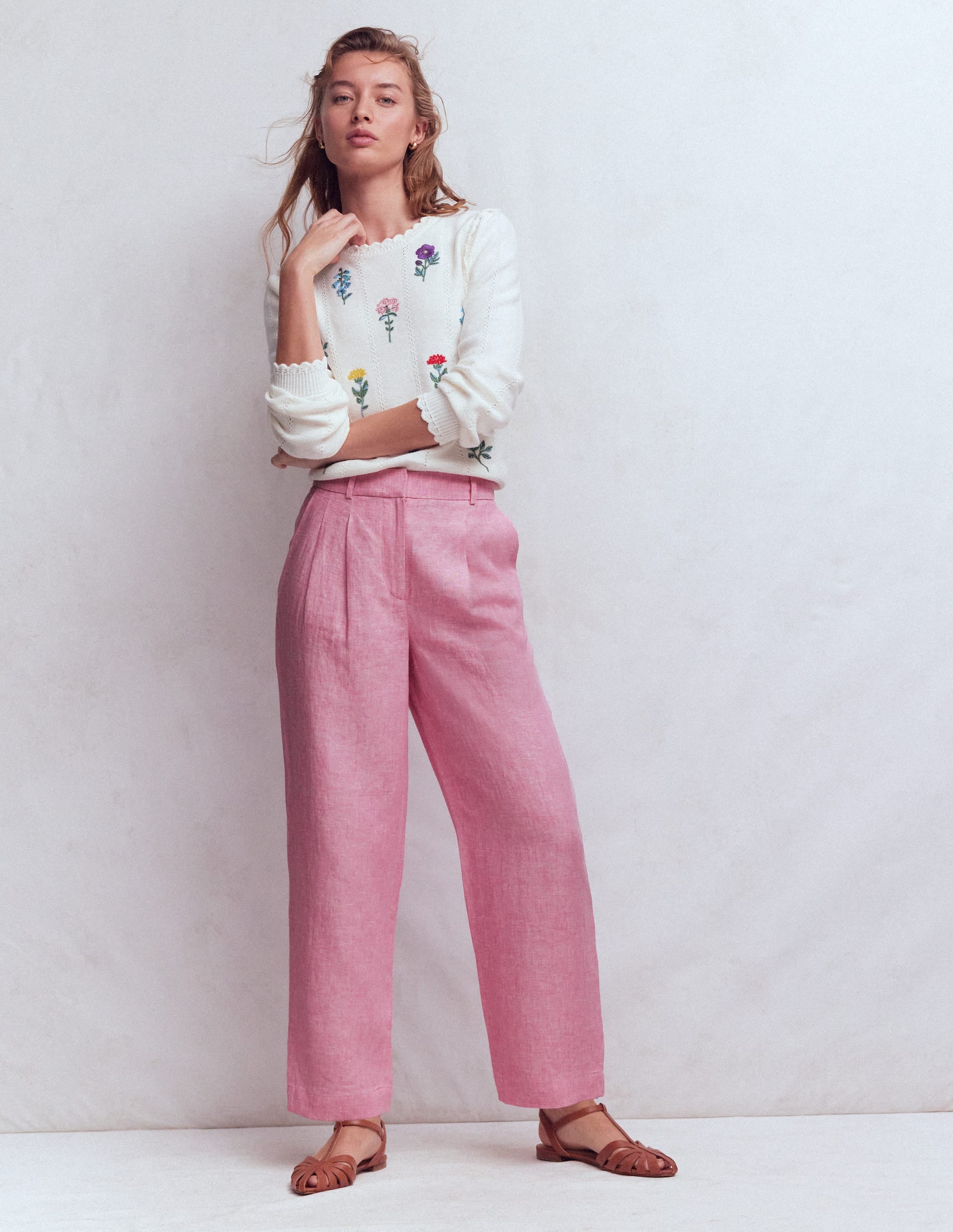 Bloomsbury Leinenhose-Wiesenrosa Chambray