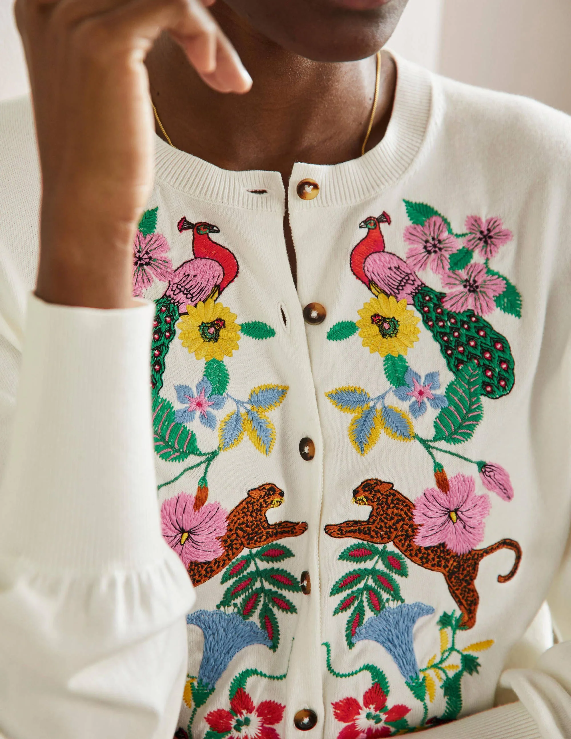 Blouson-Cardigan mit Stickerei-Naturweiß - Image 2
