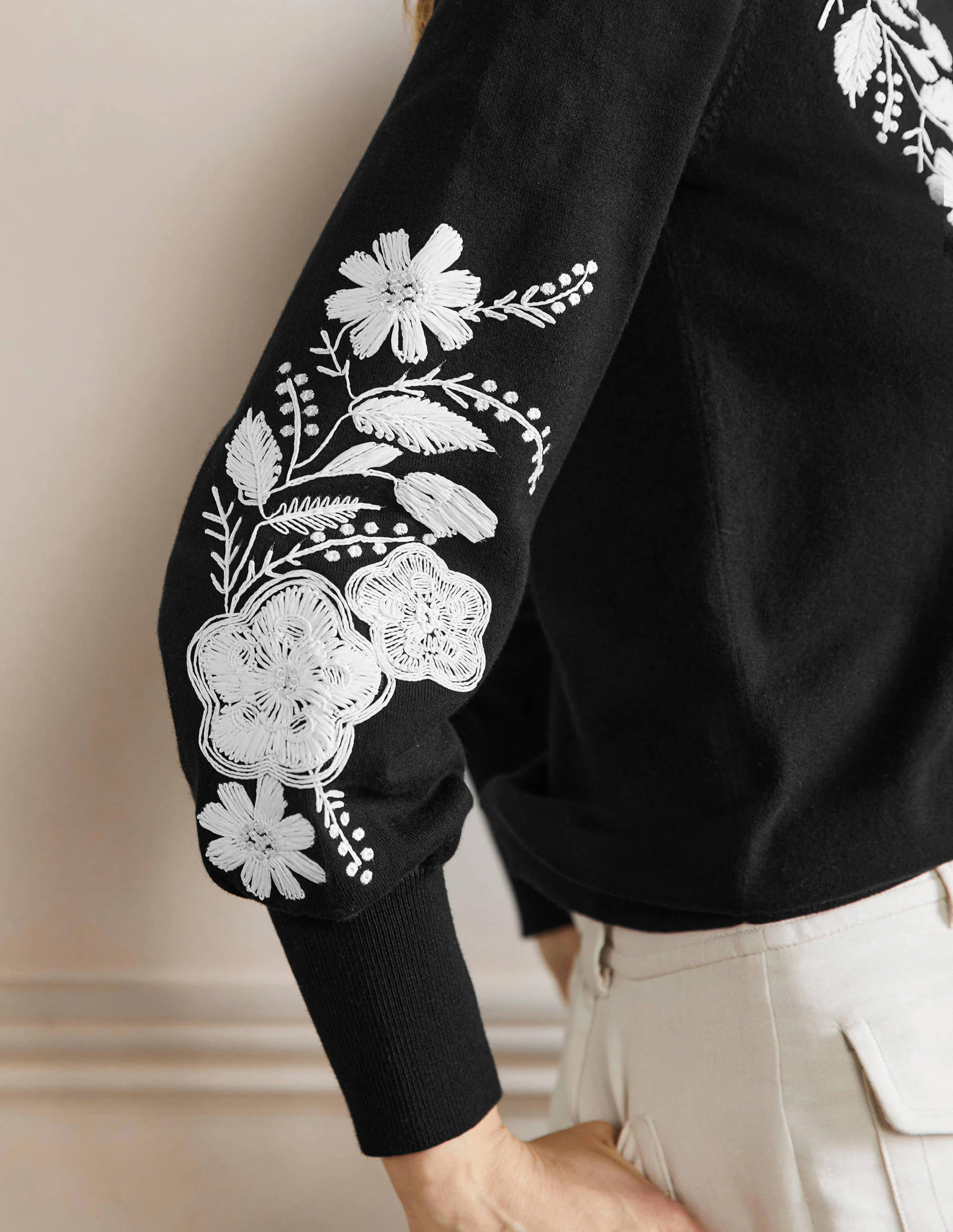 Blouson-Cardigan mit Stickerei-Schwarz - Image 2