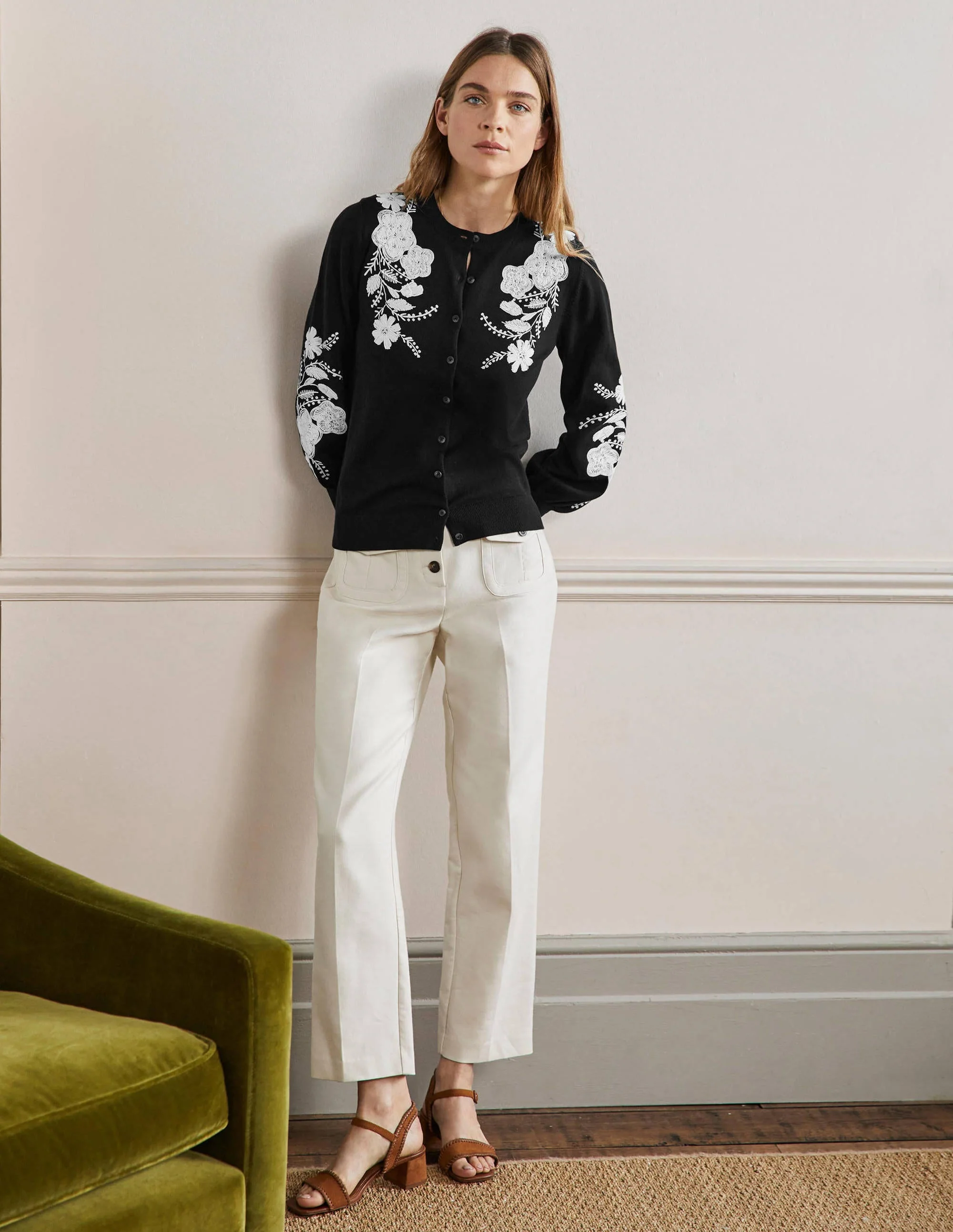 Blouson-Cardigan mit Stickerei-Schwarz - Image 4