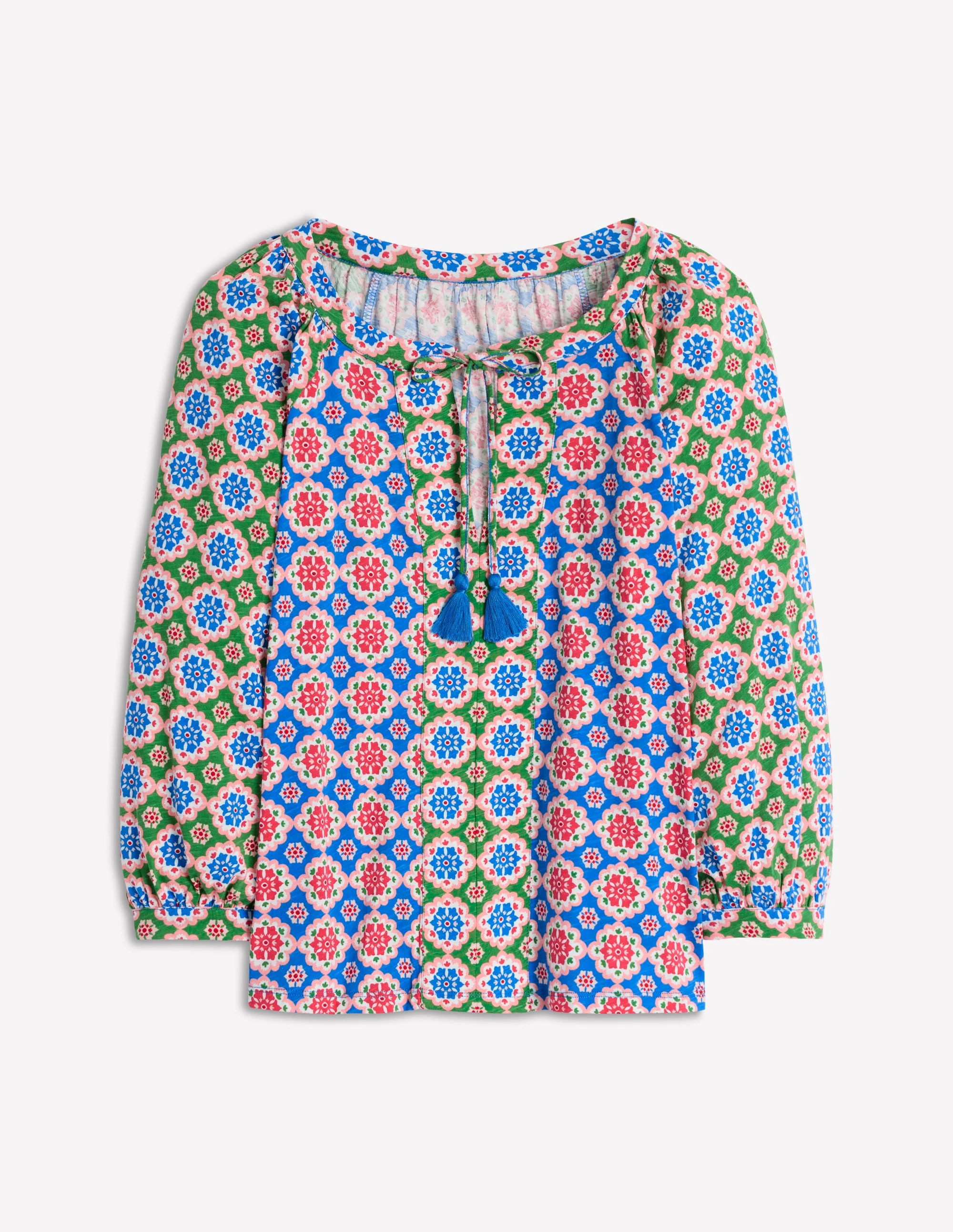 Blouson-Oberteil mit Raglanärmeln-Geometrisches Blütenmuster - Image 9