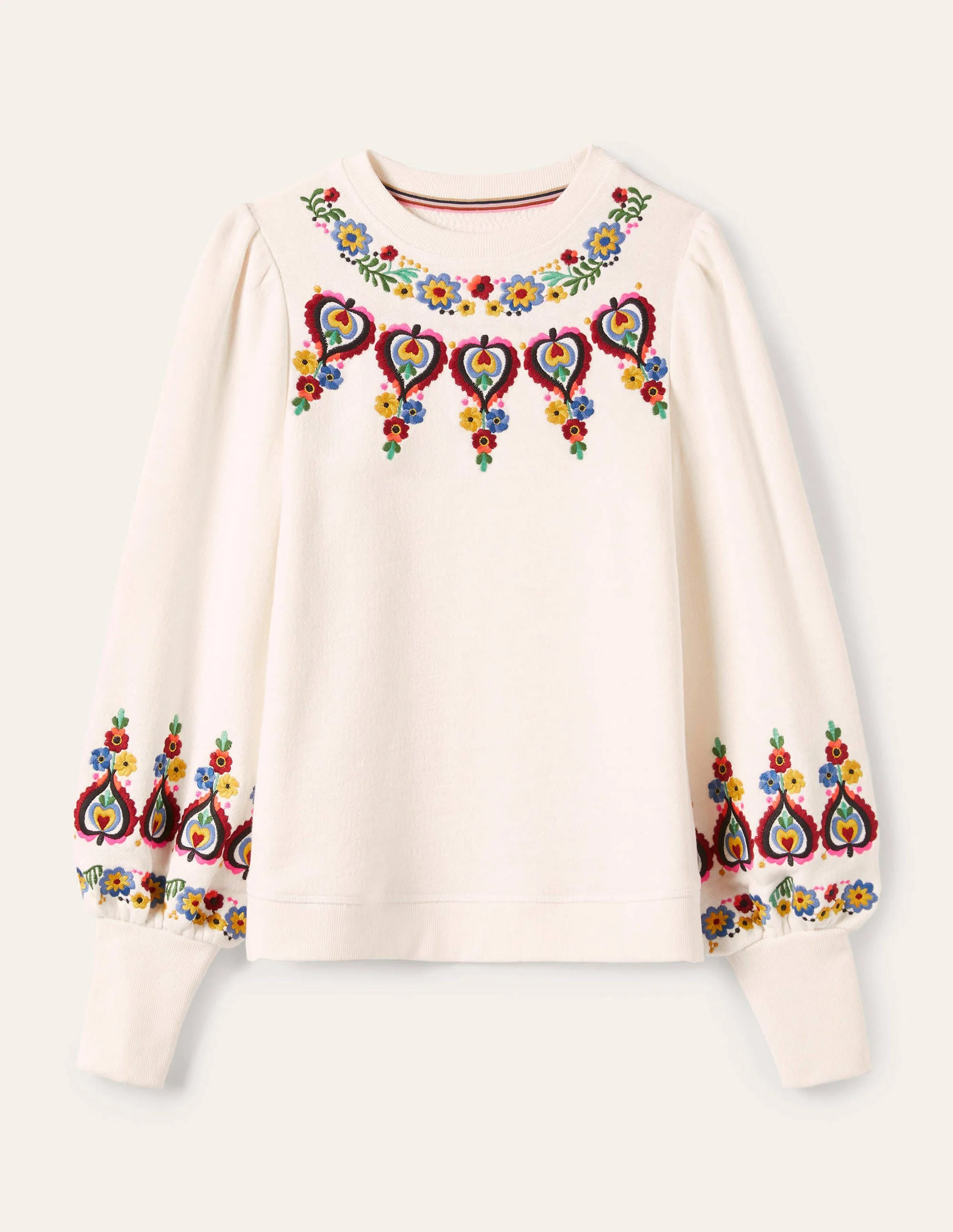 Blouson-Sweatshirt mit Stickerei-Naturweiß, Stickerei - Image 6