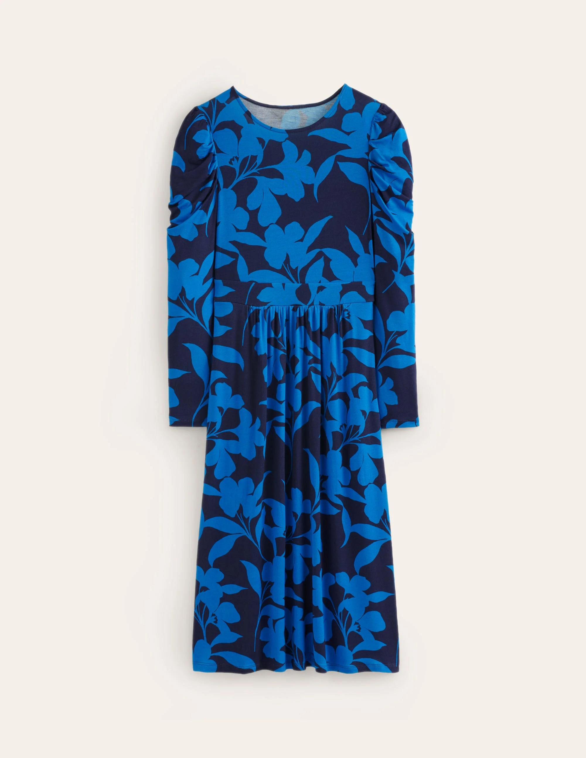 Blousonkleid mit Puffärmeln-Marineblau, Silhouette Blüte - Image 6