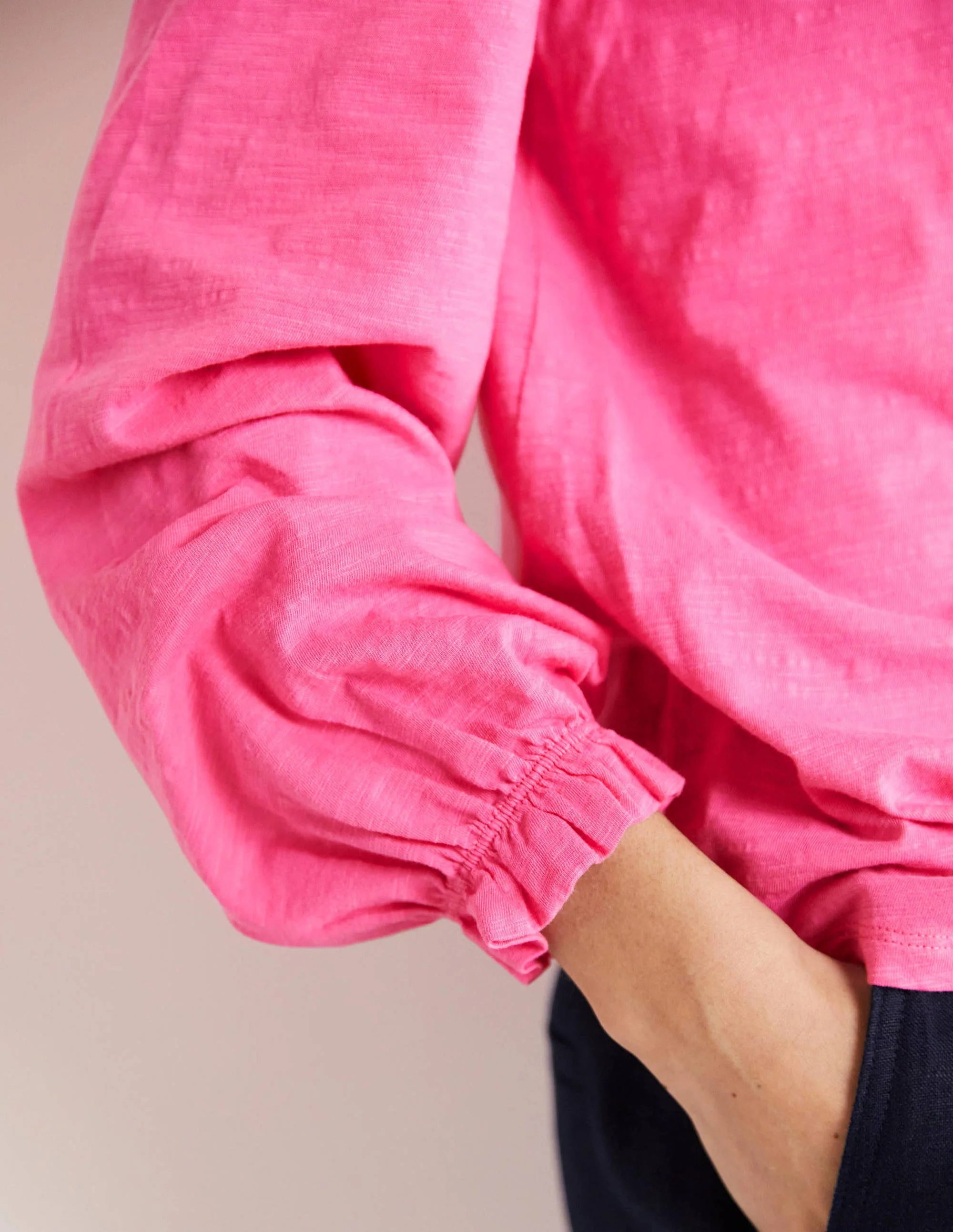 Blousonoberteil aus Baumwolle mit Rundhalsausschnitt-Festivalrosa - Image 2