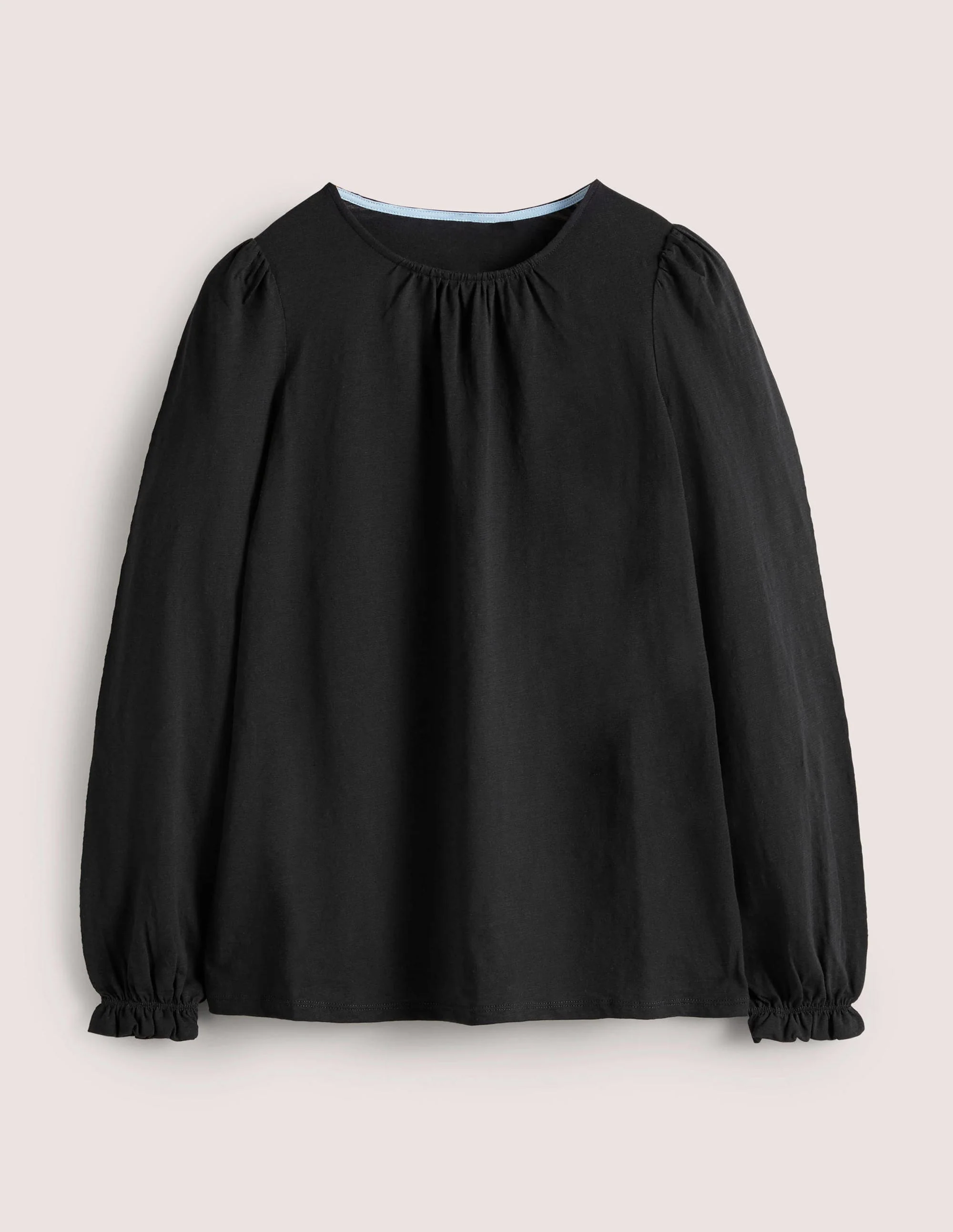 Blousonoberteil aus Baumwolle mit Rundhalsausschnitt-Schwarz - Image 5