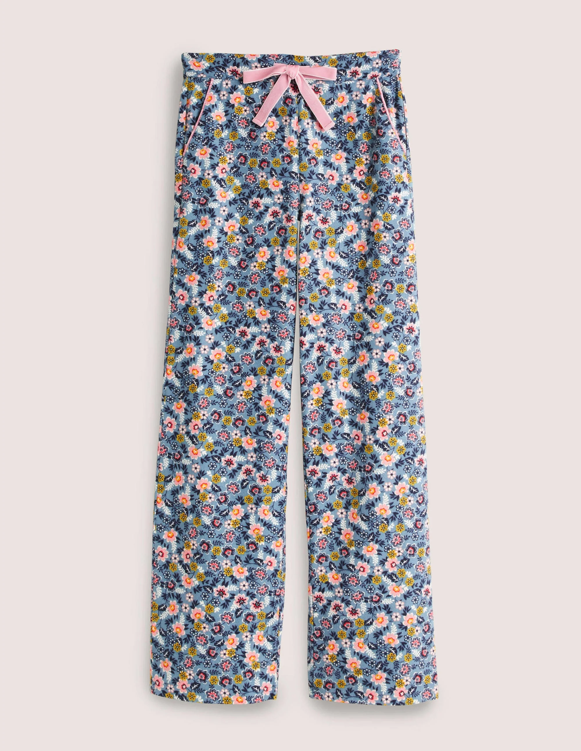 Blue Floral Pyjama Bottoms-Mittelblau, Üppige Blätter - Image 5