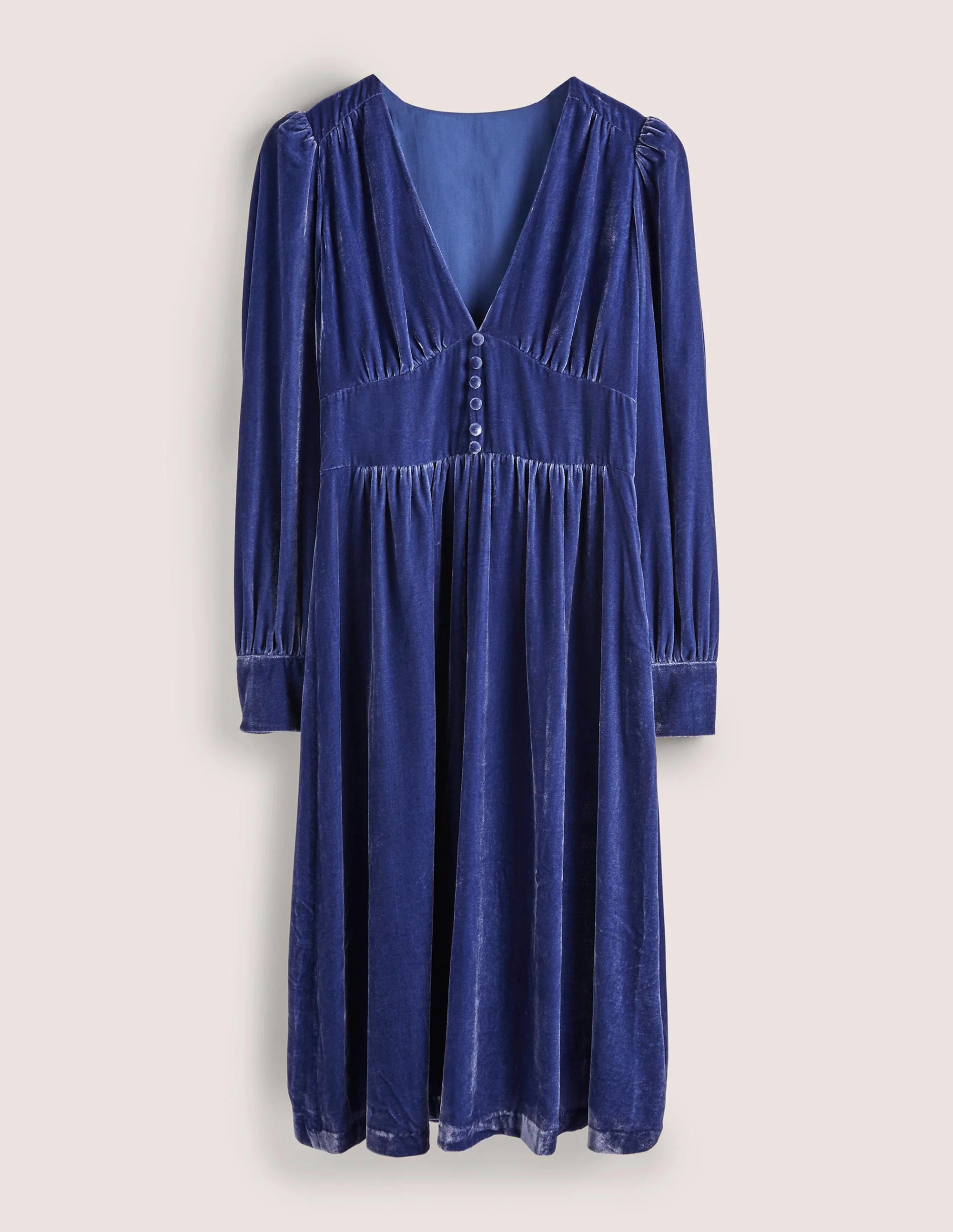 Blue Velvet Midi Party Dress-Meerblau - Image 7