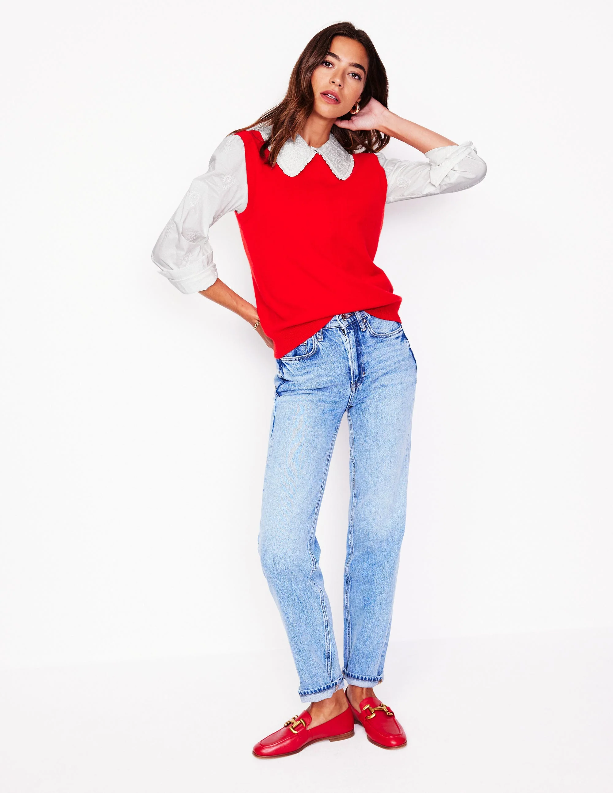 Bluse mit besticktem Kragen-Weiß - Image 4