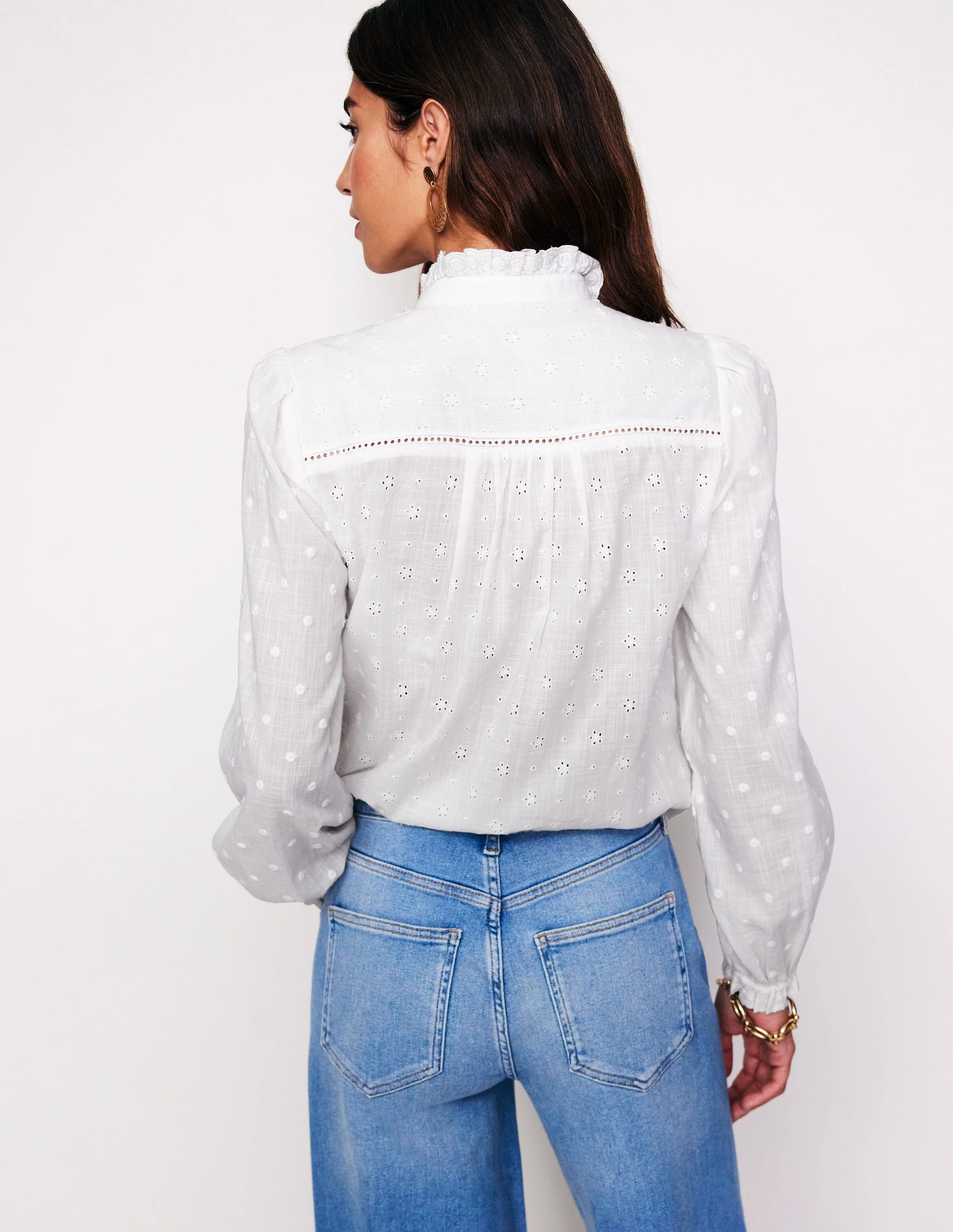 Bluse mit Lochstickerei-Weiß - Image 3