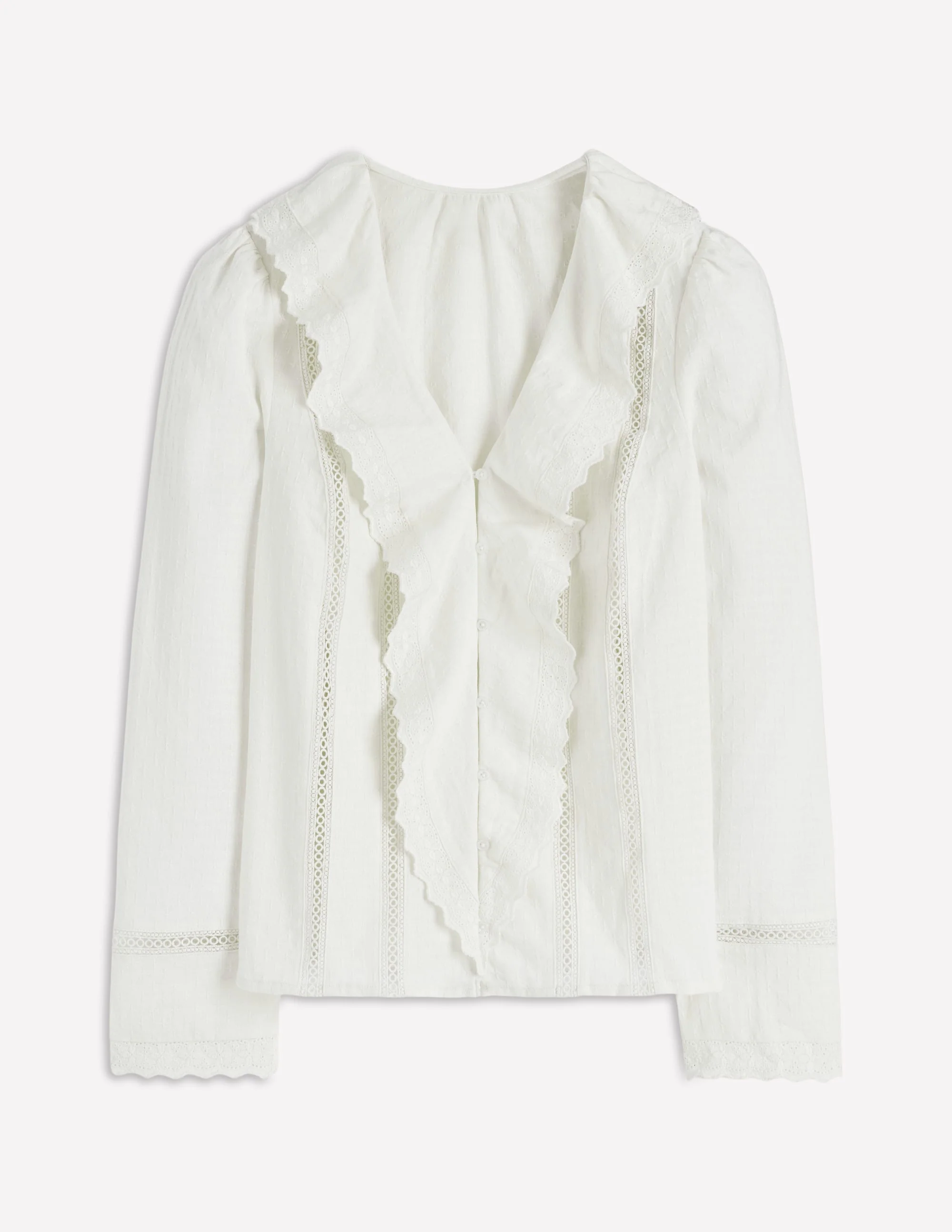 Bluse mit Rüschen und Stickerei-Warmes Naturweiß - Image 5