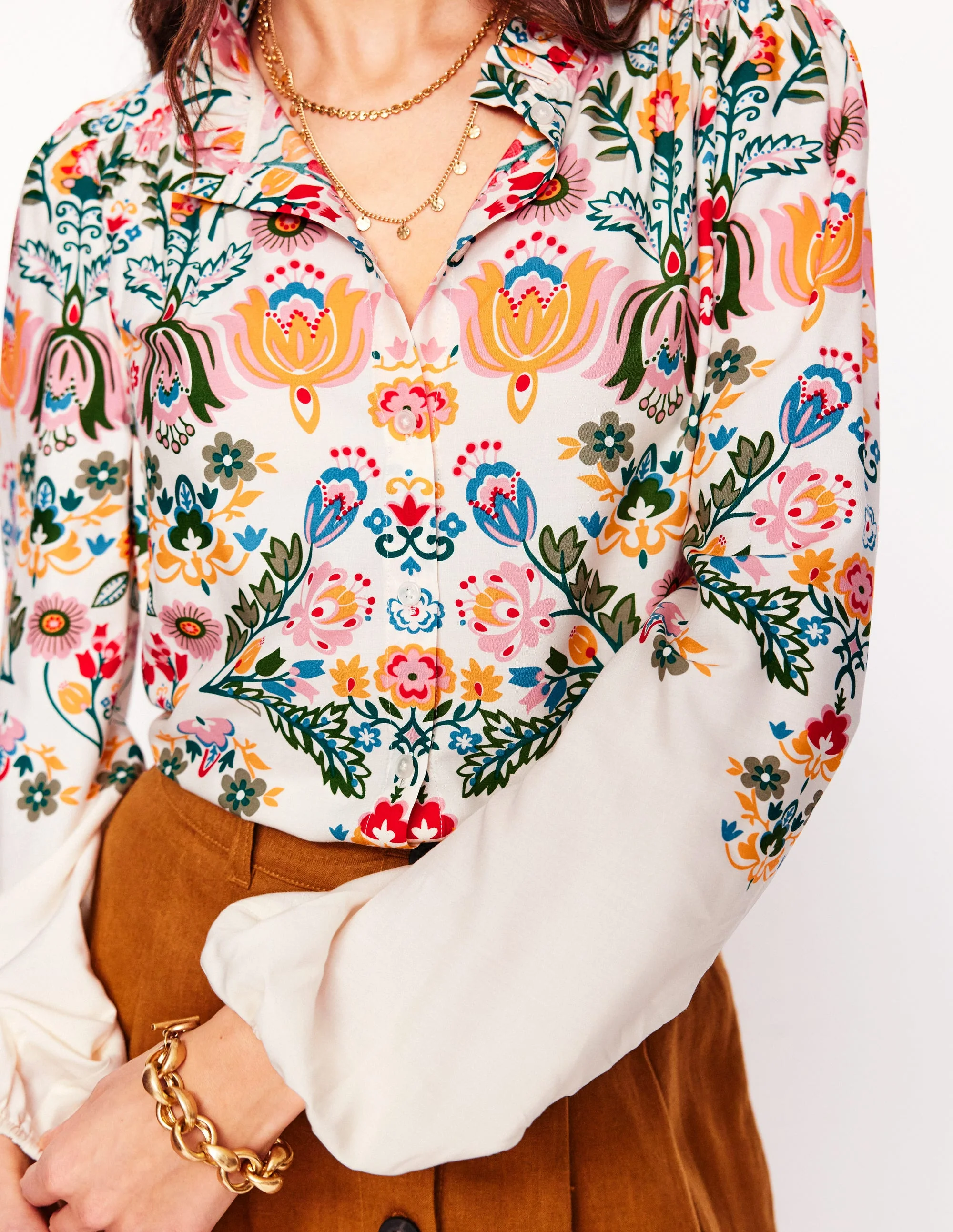 Bluse mit Rüschenkragen-Naturweiß, Tulpenfusion - Image 3