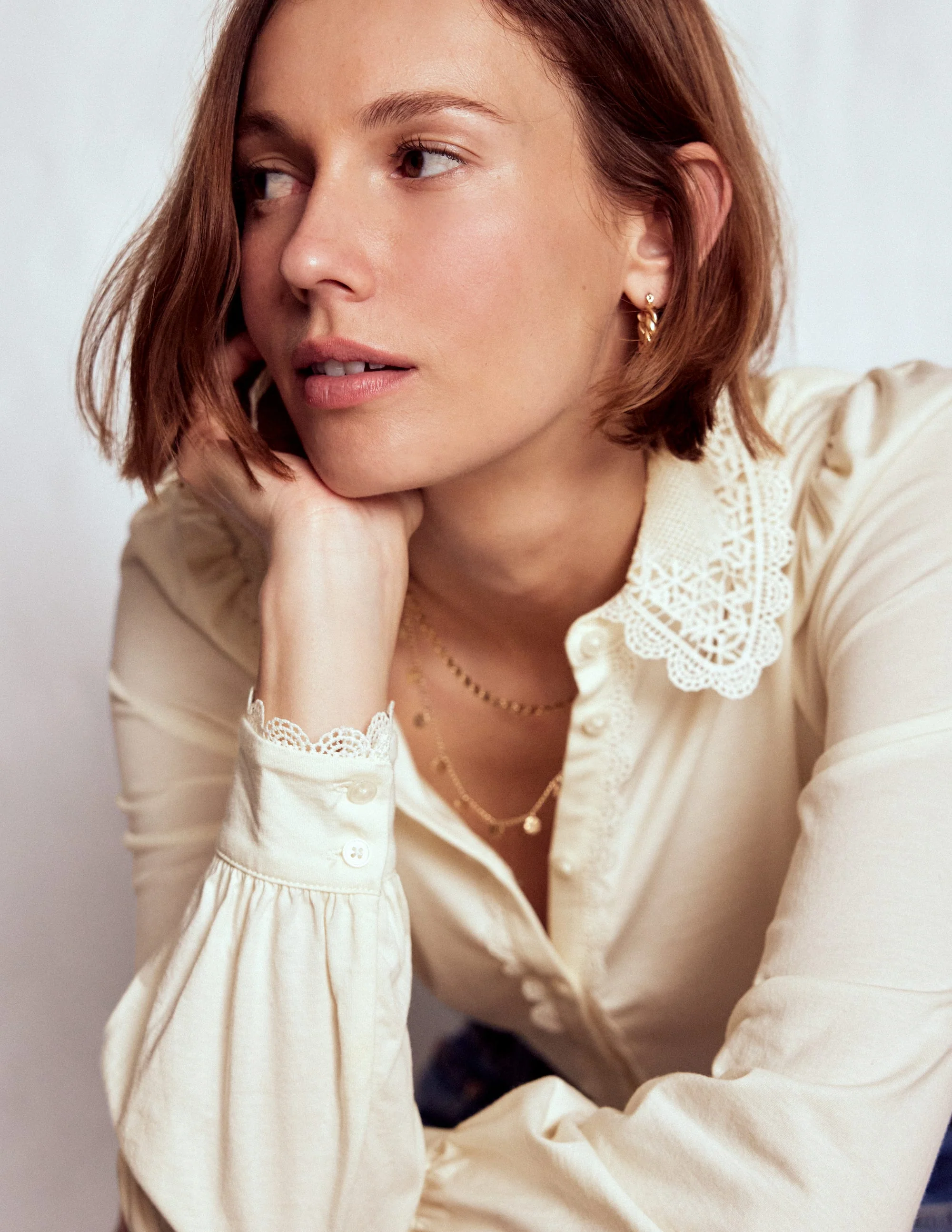 Bluse mit Spitzenkragen-Naturweiß - Image 2