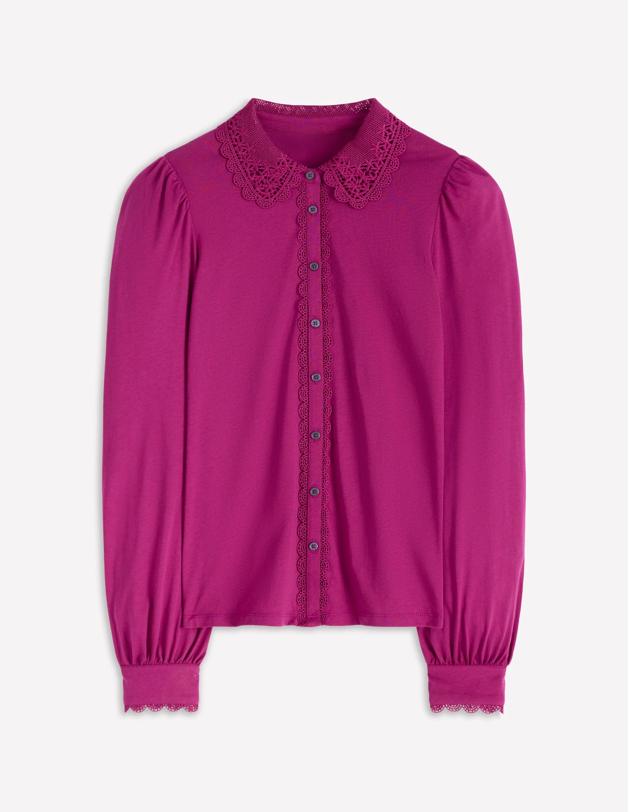 Bluse mit Spitzenkragen-Sattes Magenta - Image 5