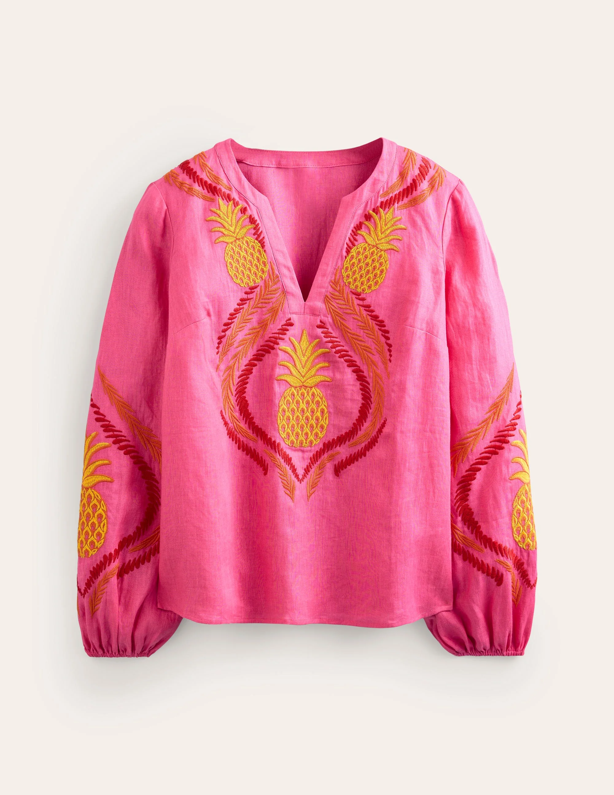 Bonnie Leinenoberteil-Sangria Sunset Pink, Ananas - Image 6