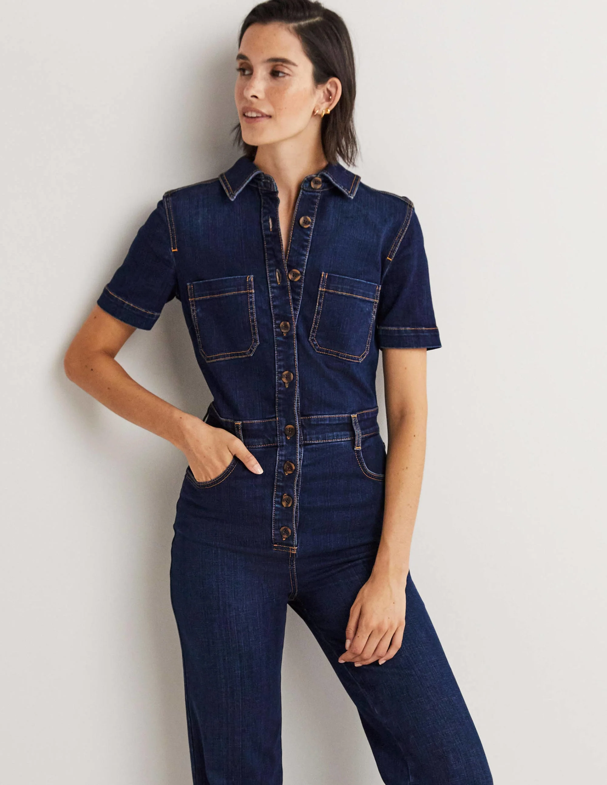 Bootcut-Jumpsuit aus Denim-Indigoblau - Image 4