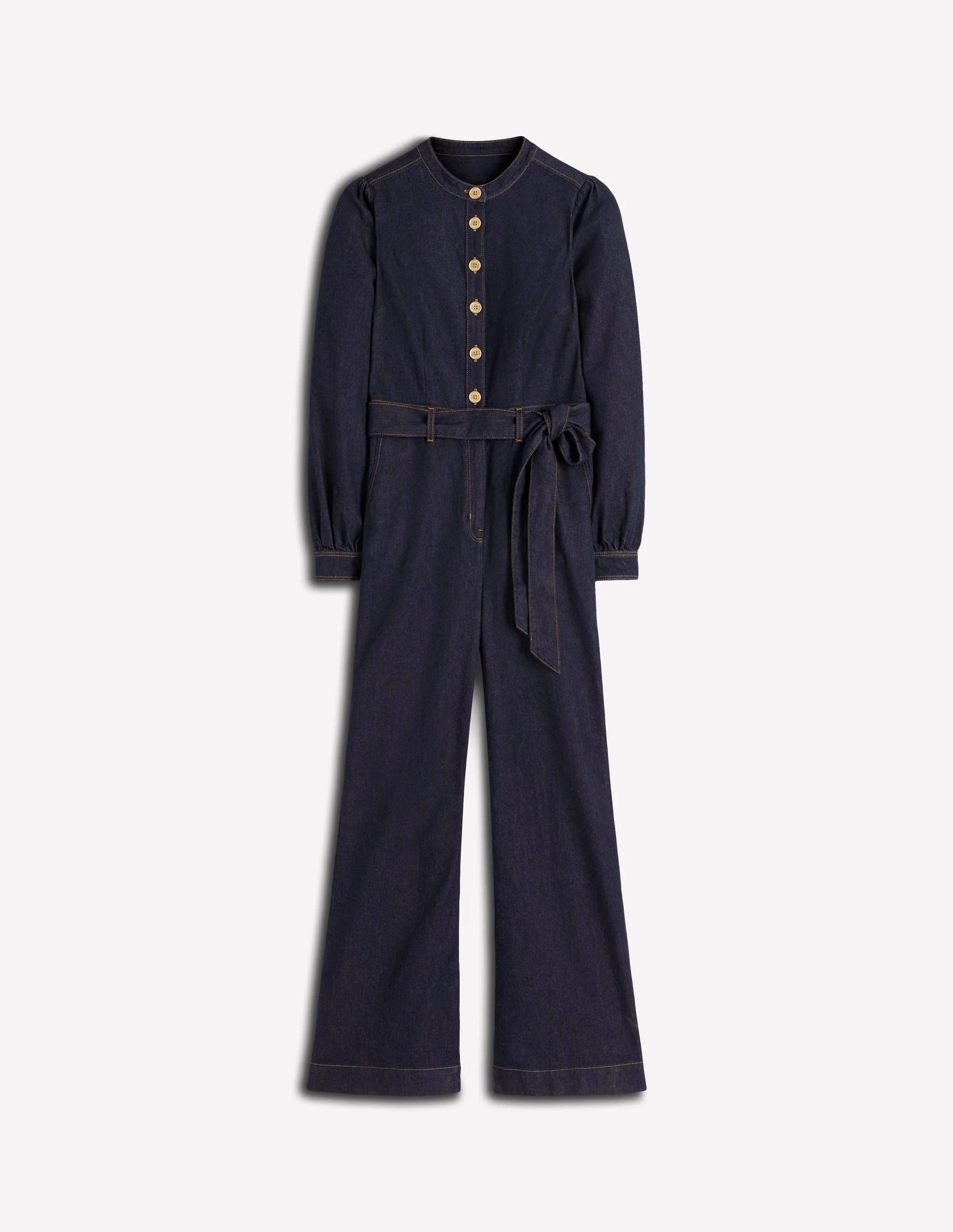 Bootcut-Jumpsuit aus Denim mit Knöpfen-Indigo - Image 5