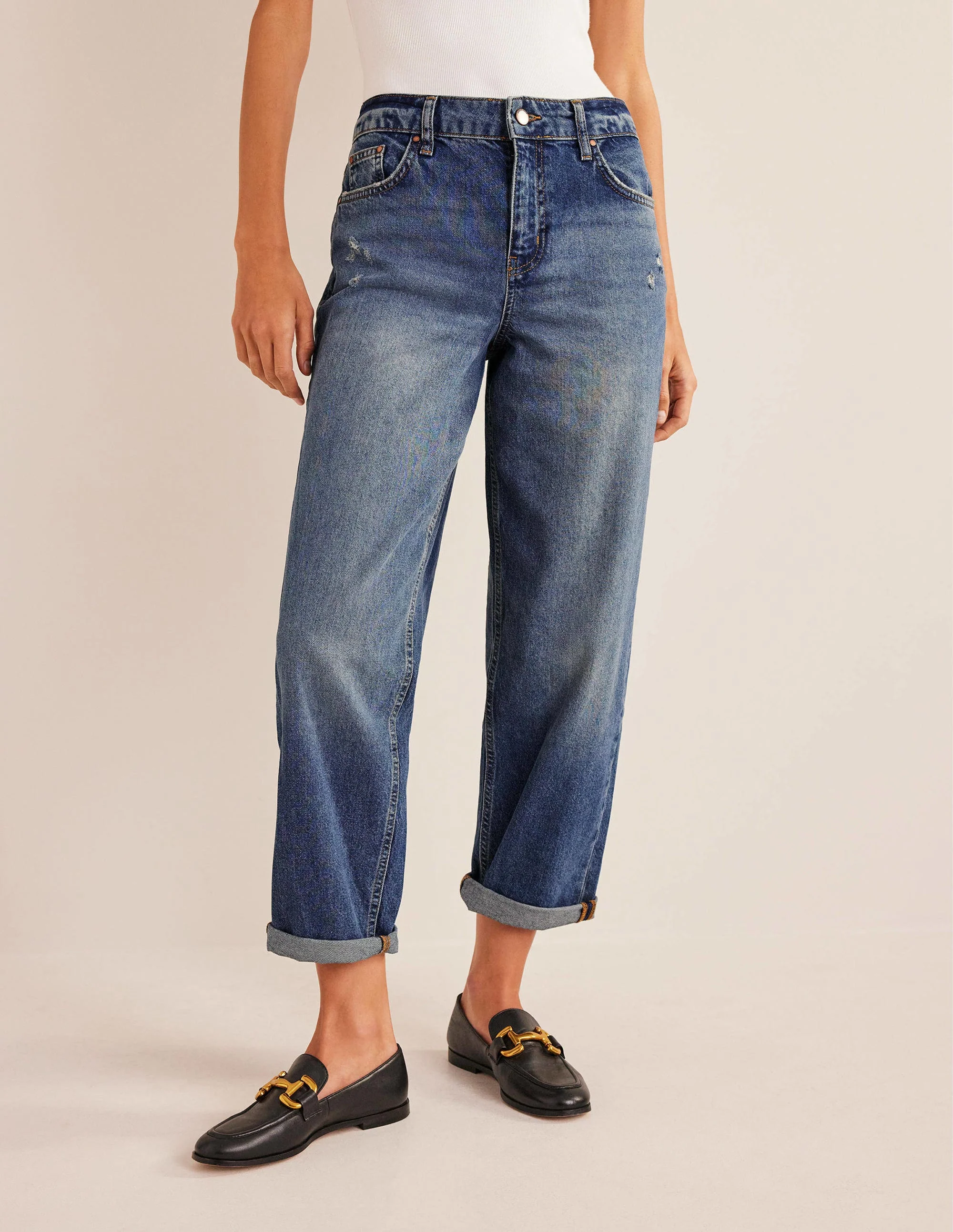 Boyfriend-Jeans-Weiß/Hirsch - Image 4