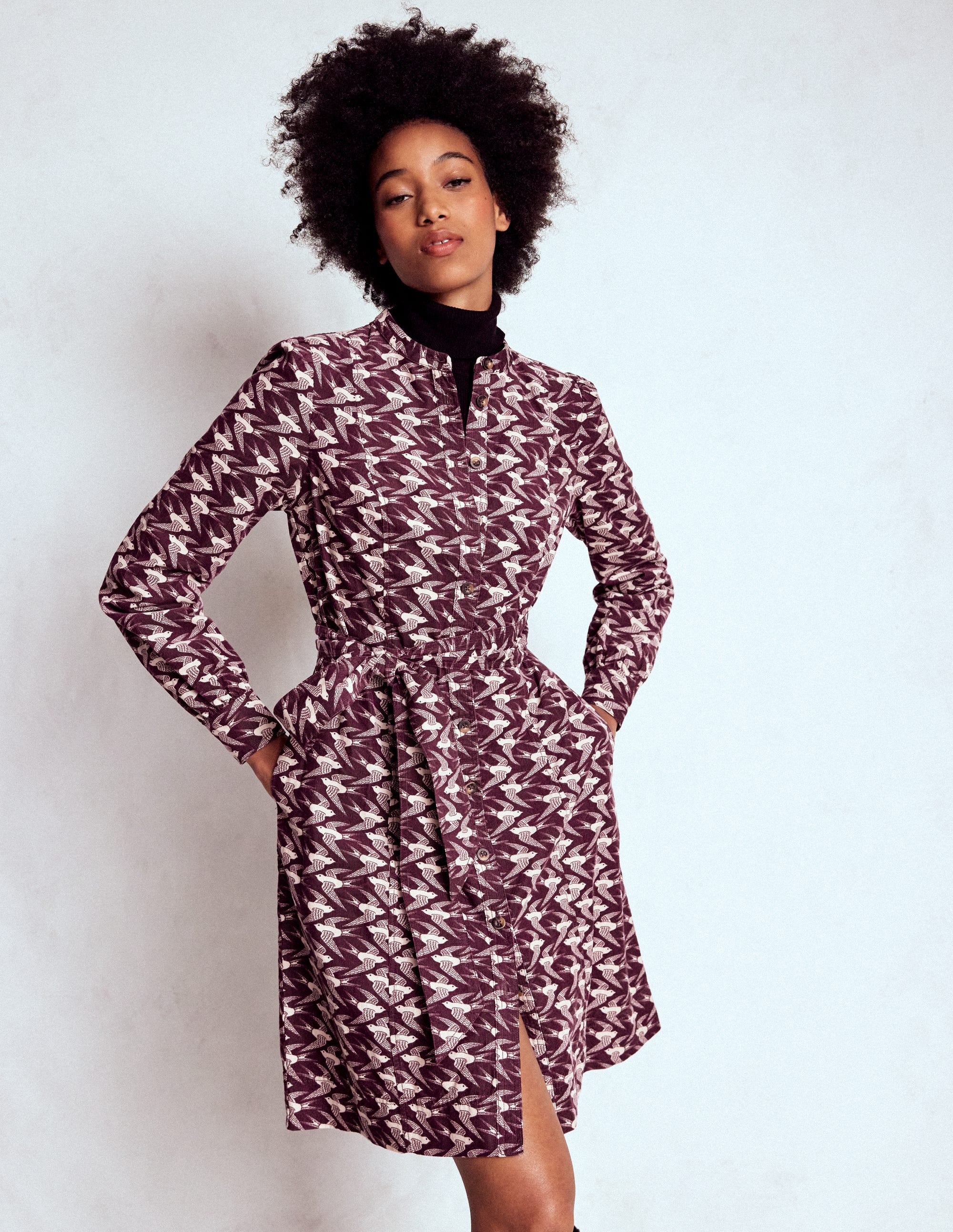 Bre Kurzes Cordkleid-Dunkle Kirsche, Schwalbe