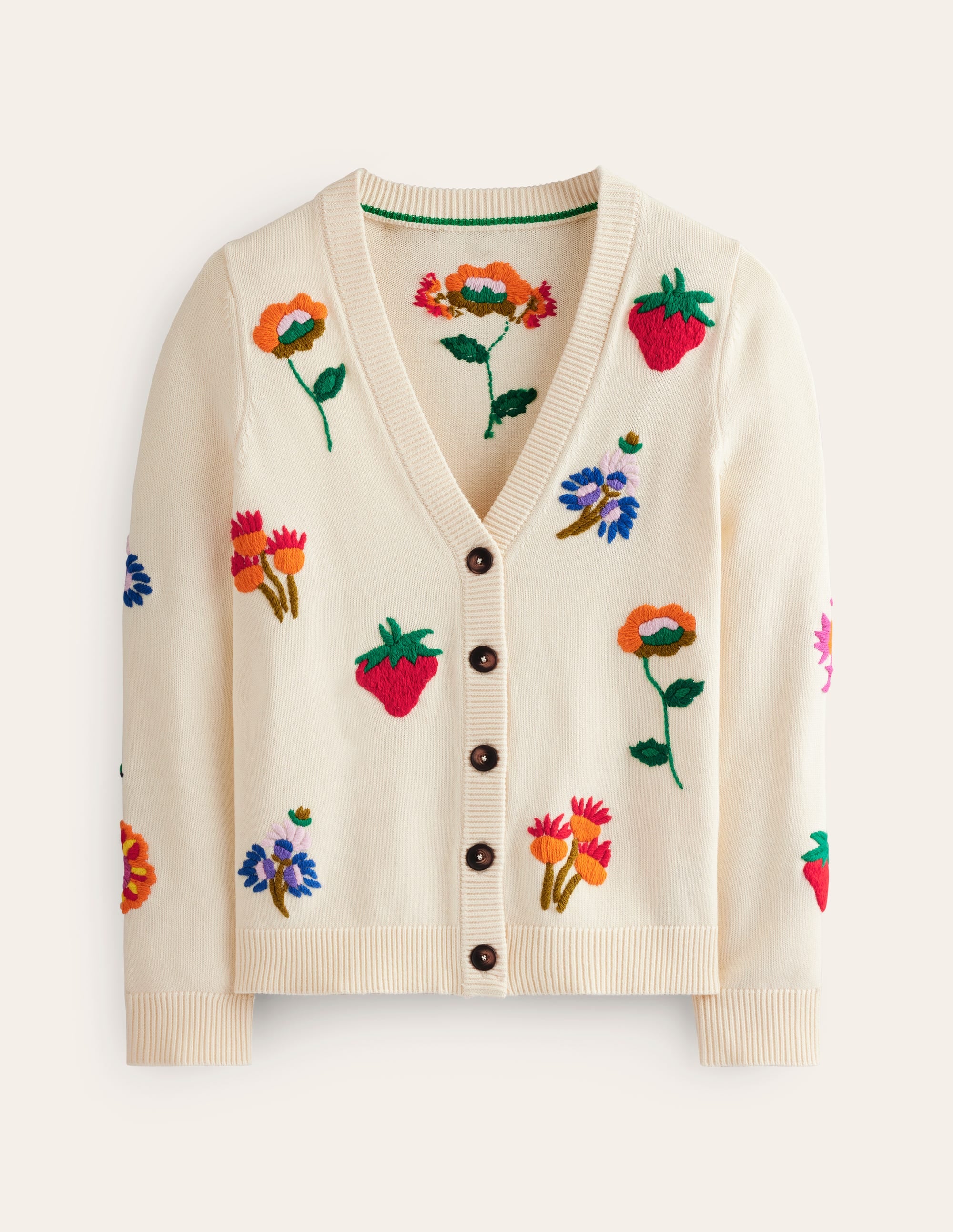 Breite Strickjacke mit Motiv-Warmes Naturweiß - Image 5