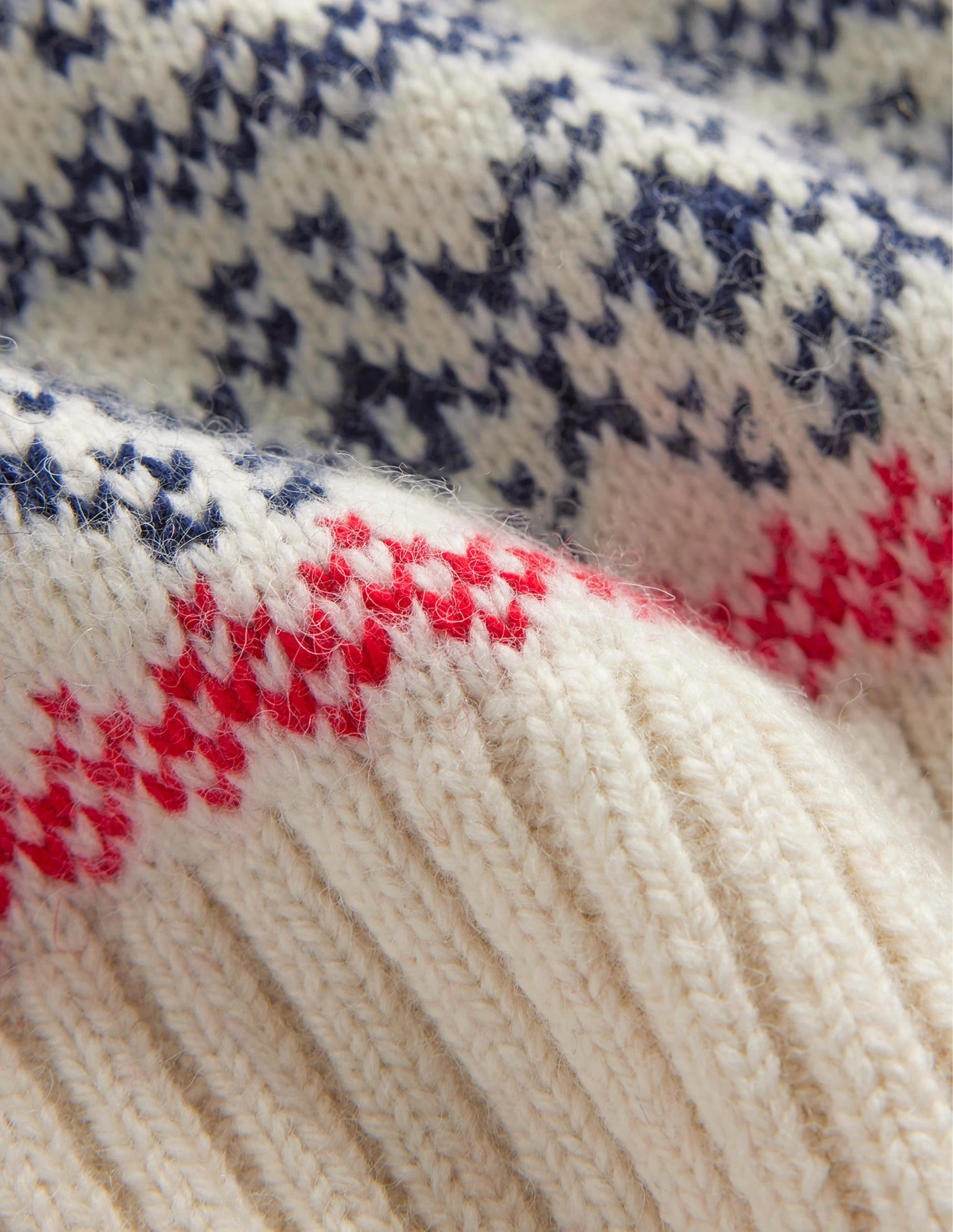 Breiter Fair-Isle-Pullover-Marineblau und warmes Naturweiß Fair-Isle - Image 7