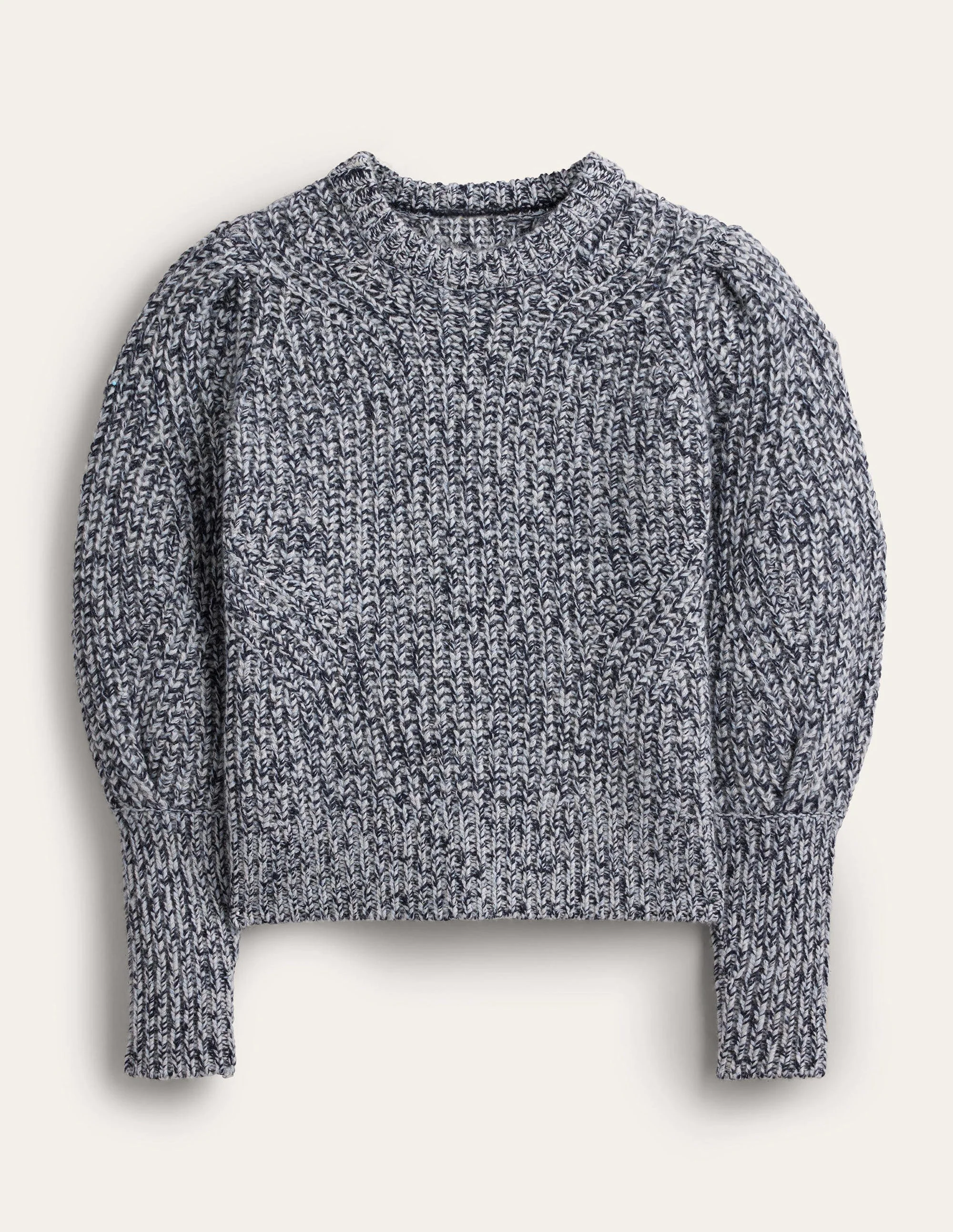 Breiter Kaschmirpullover mit Rippstruktur-Blues Melange - Image 5
