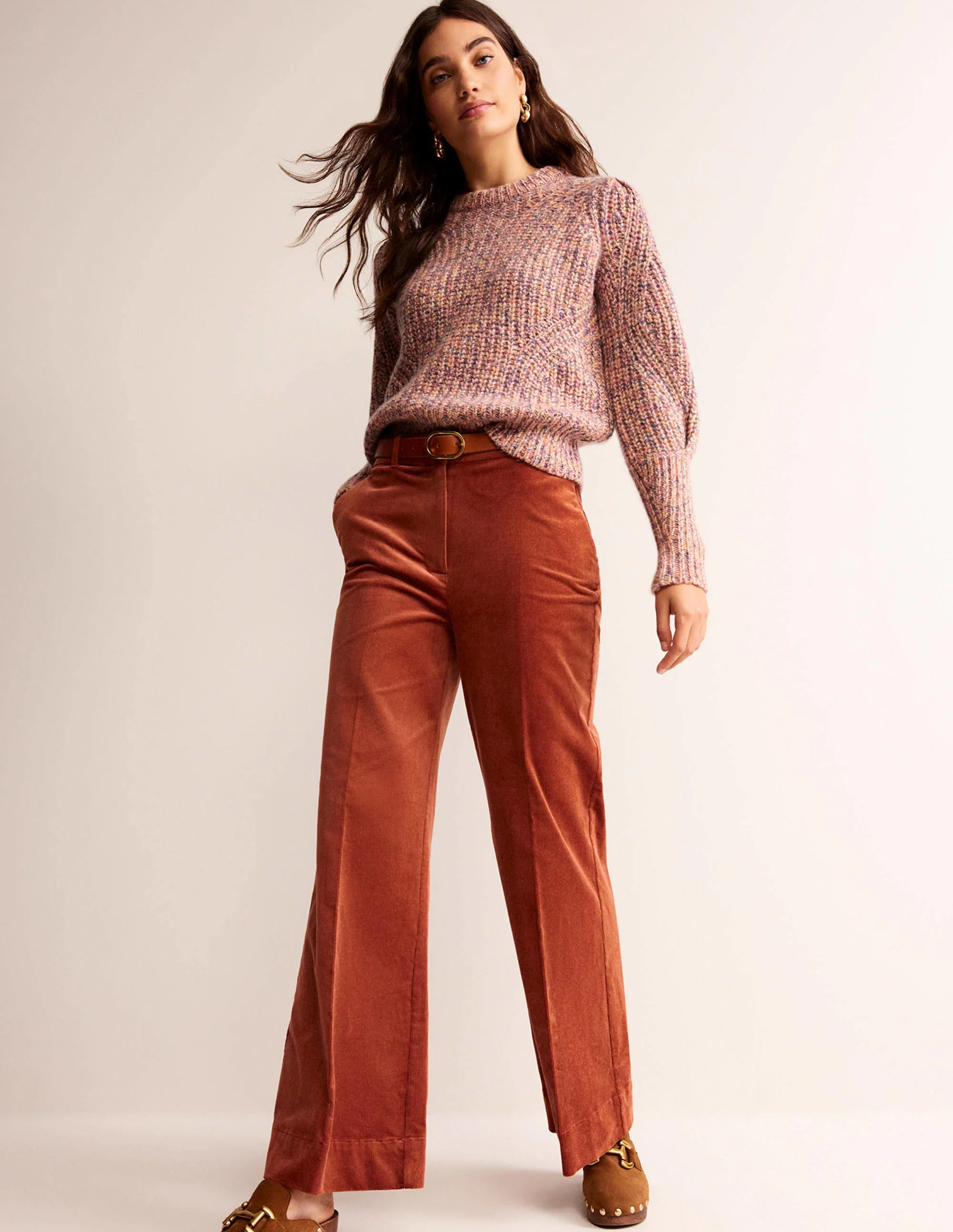 Breiter Kaschmirpullover mit Rippstruktur-Dusty Rose Marl - Image 4